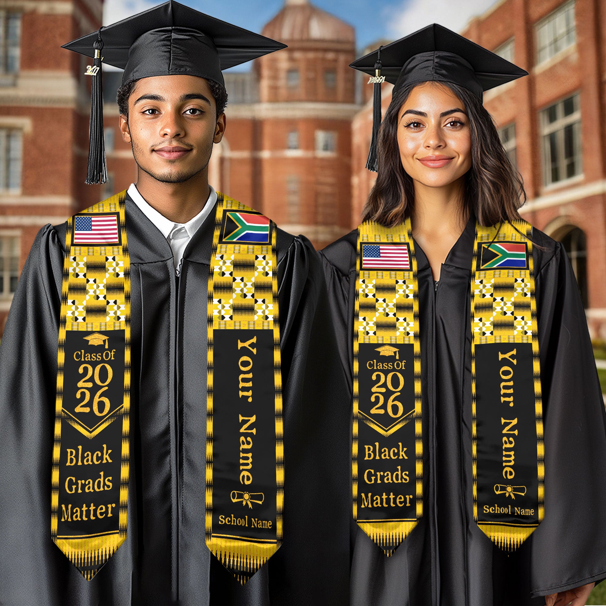 Customized South Africa Graduation Stole Highlighting Flag Identity Design, Graduation Sash for 2026