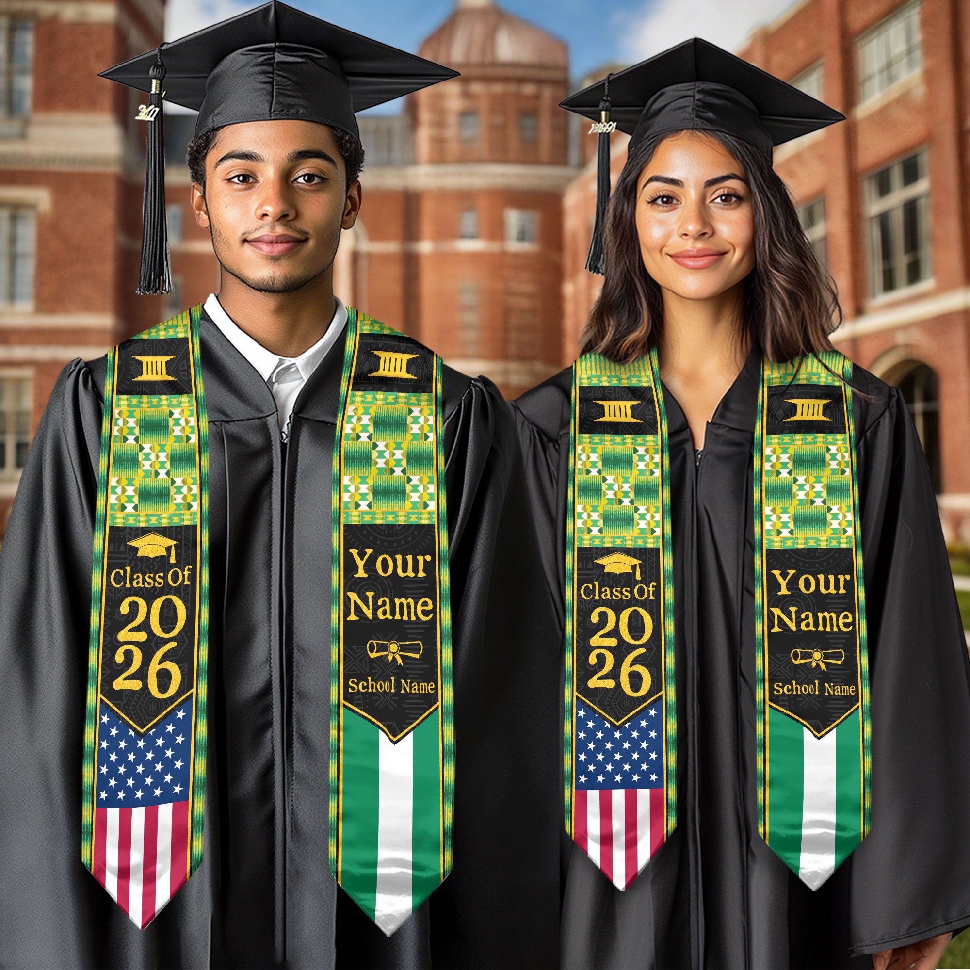 Customized Nigerian Graduation Stole with National Flag Inspired Style, Graduation Sash 2026