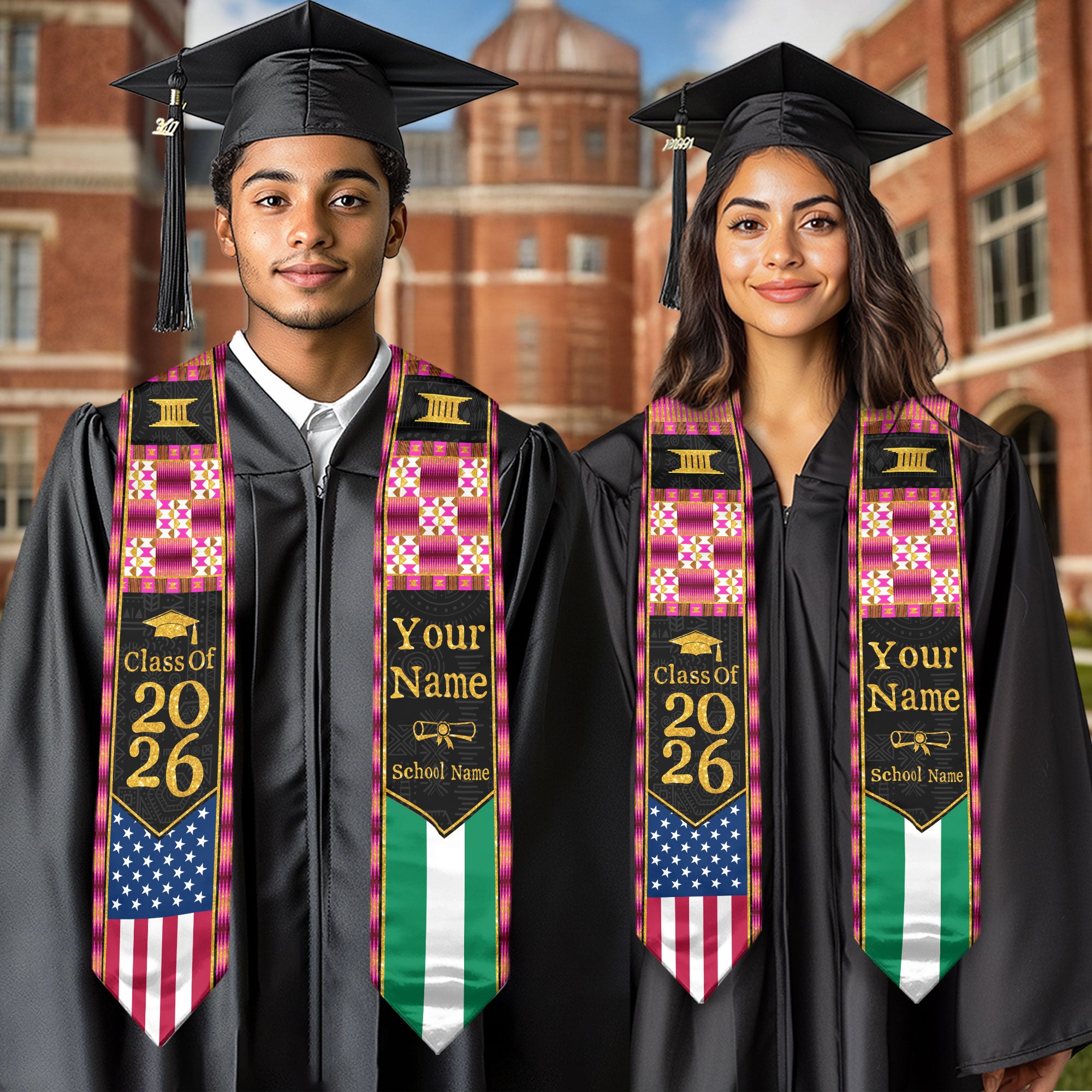 Customized Nigeria Graduation Sash Highlighting Traditional Flag Accents, Ceremony Stole 2026
