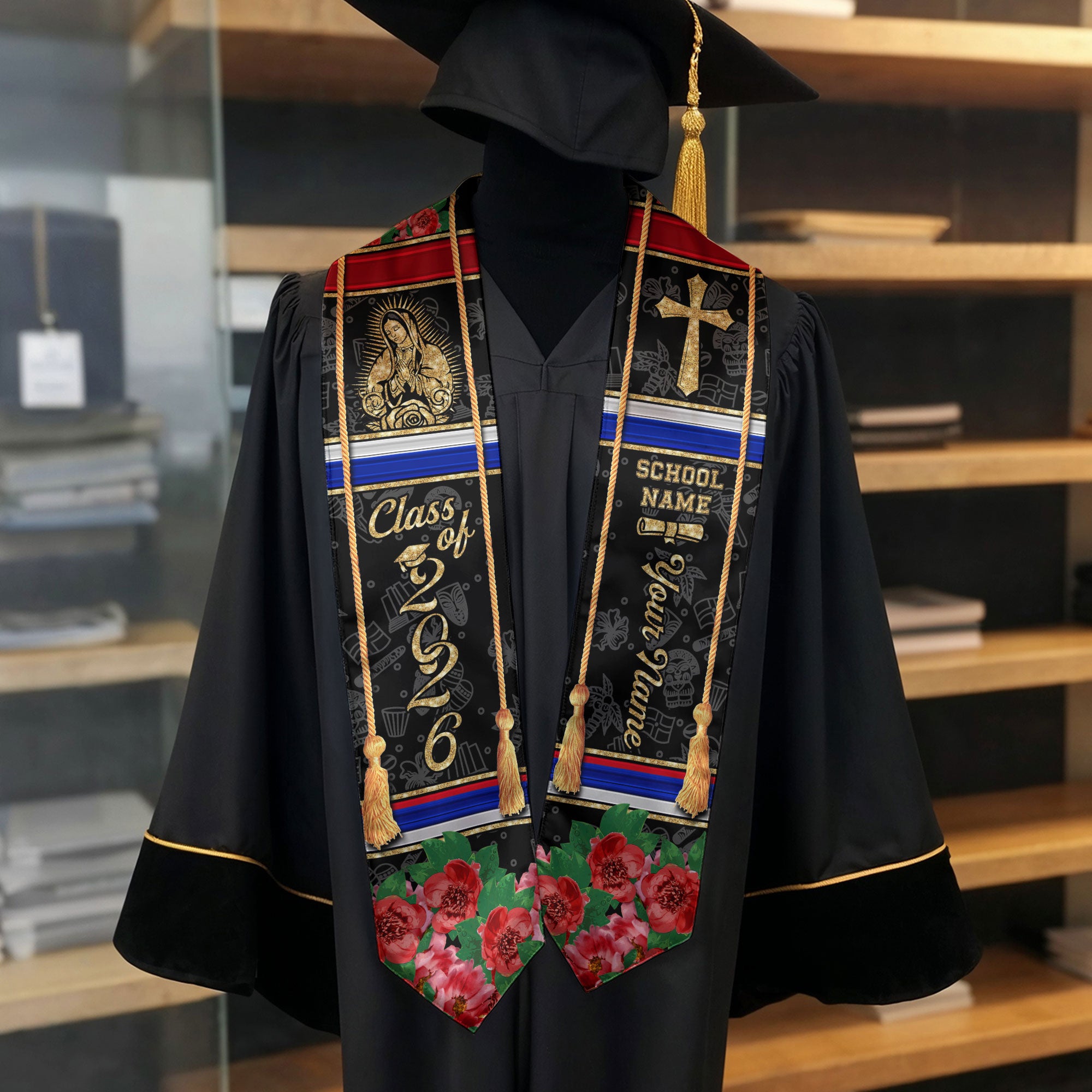 Customized Dominican Republic Graduation Stole, Dominican Flag Stole for Class of 2026 Ceremony