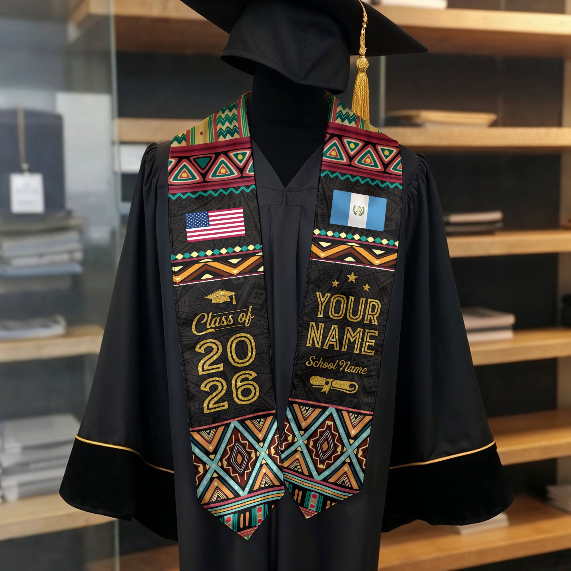 Guatemala Flag Graduation Stole 2026, Guatemalan Stole Sash, Custom Detail Choice 2026