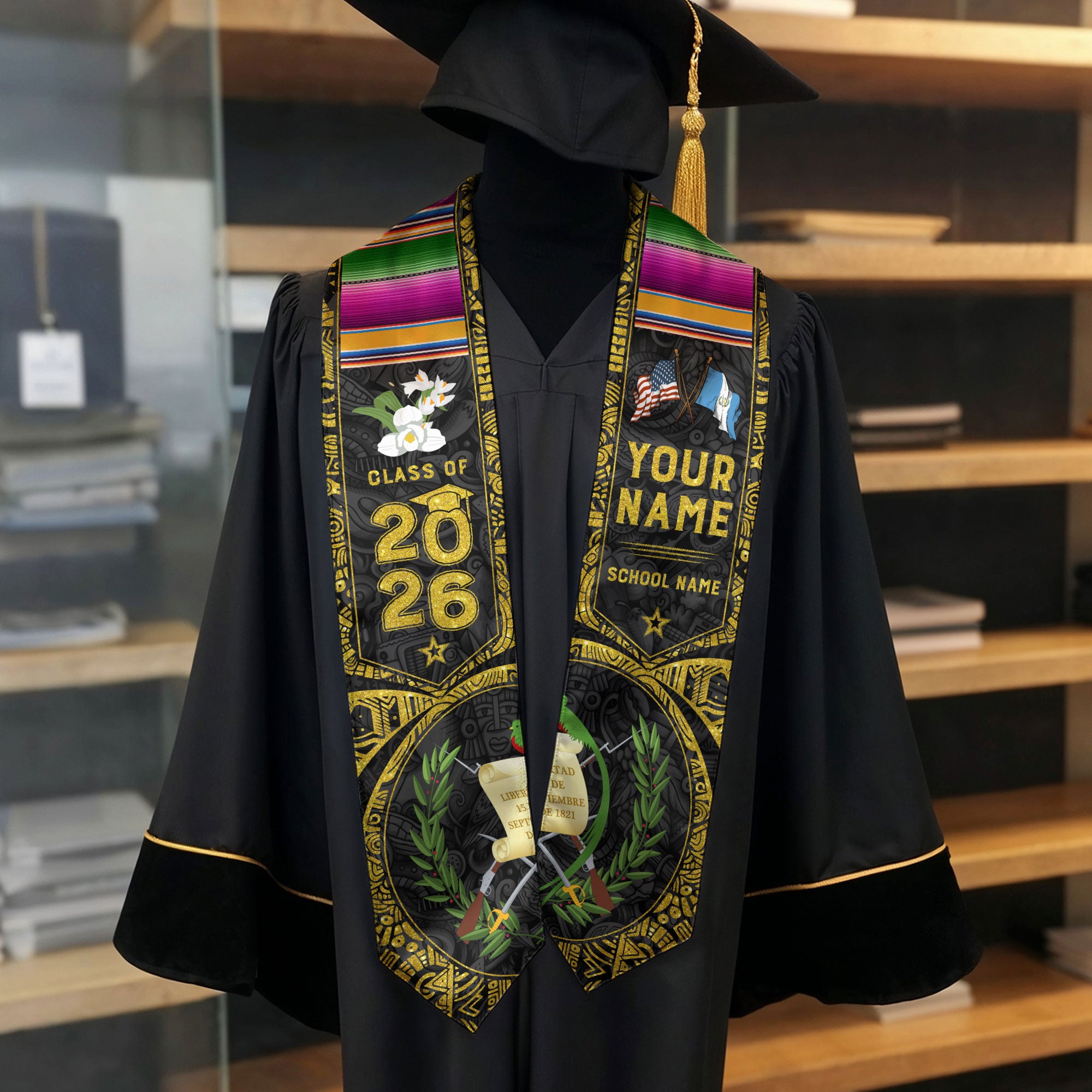 Guatemala Flag Graduation Sash 2026, Guatemala Graduation Stole, Bespoke Touch for Grads