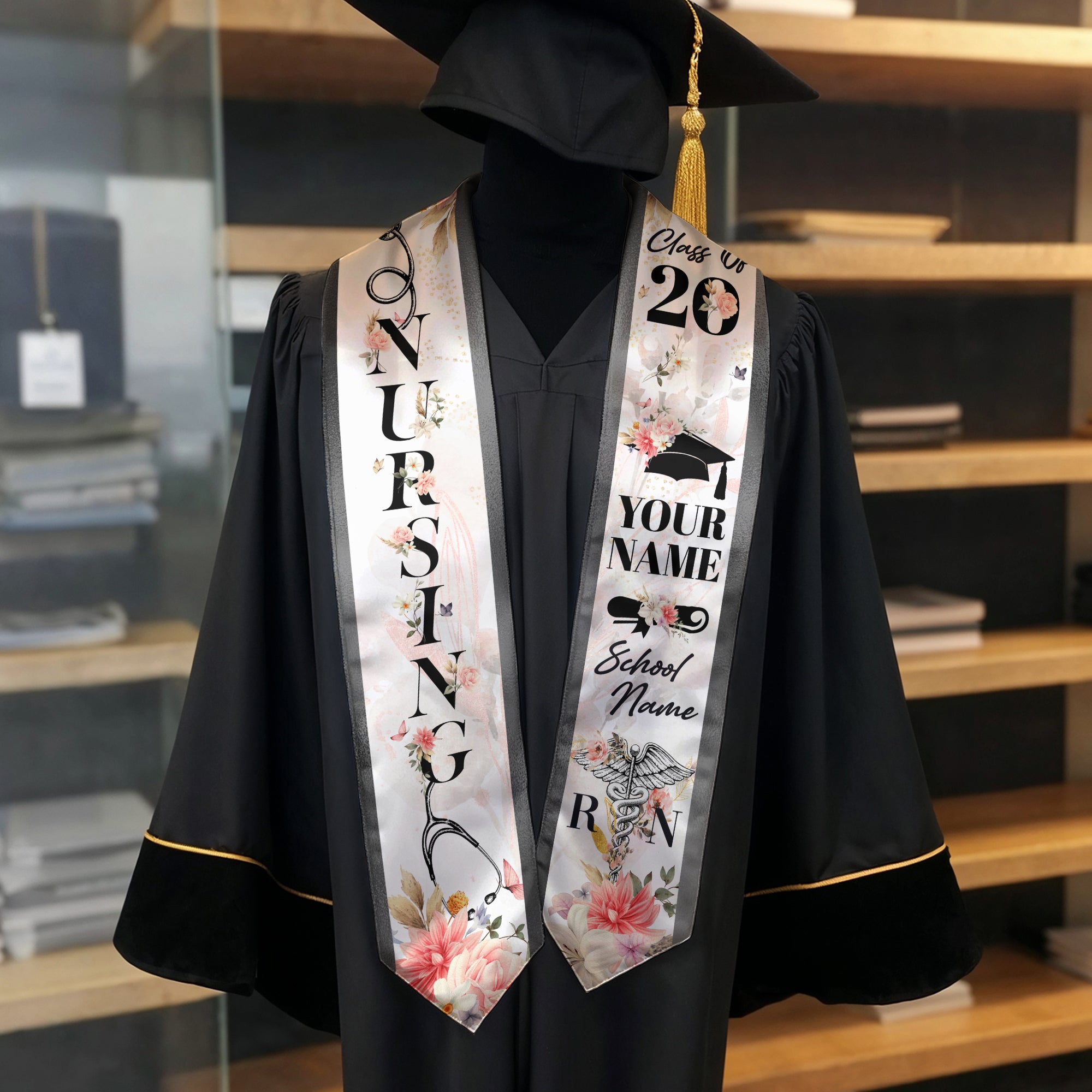 Custom RN Graduation Stole 2026, Nursing Stole Sash for Nurses, Class of 2026 Gift