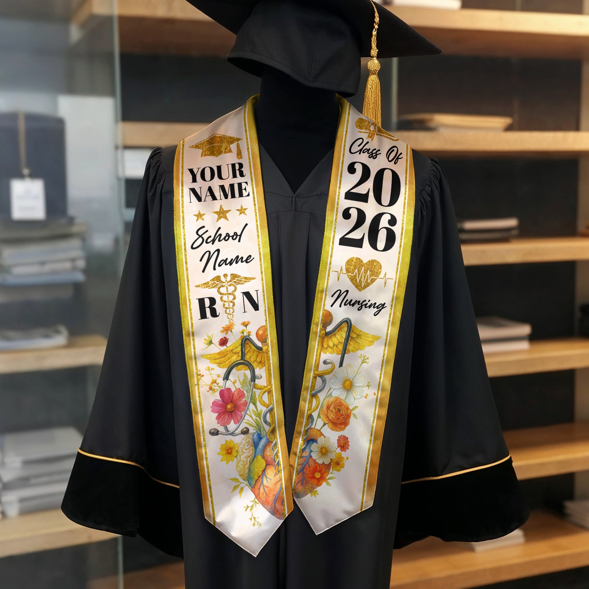 2026 Nursing Graduation Sash, Custom RN Nurse Stole, BSN Style for Class of 2026