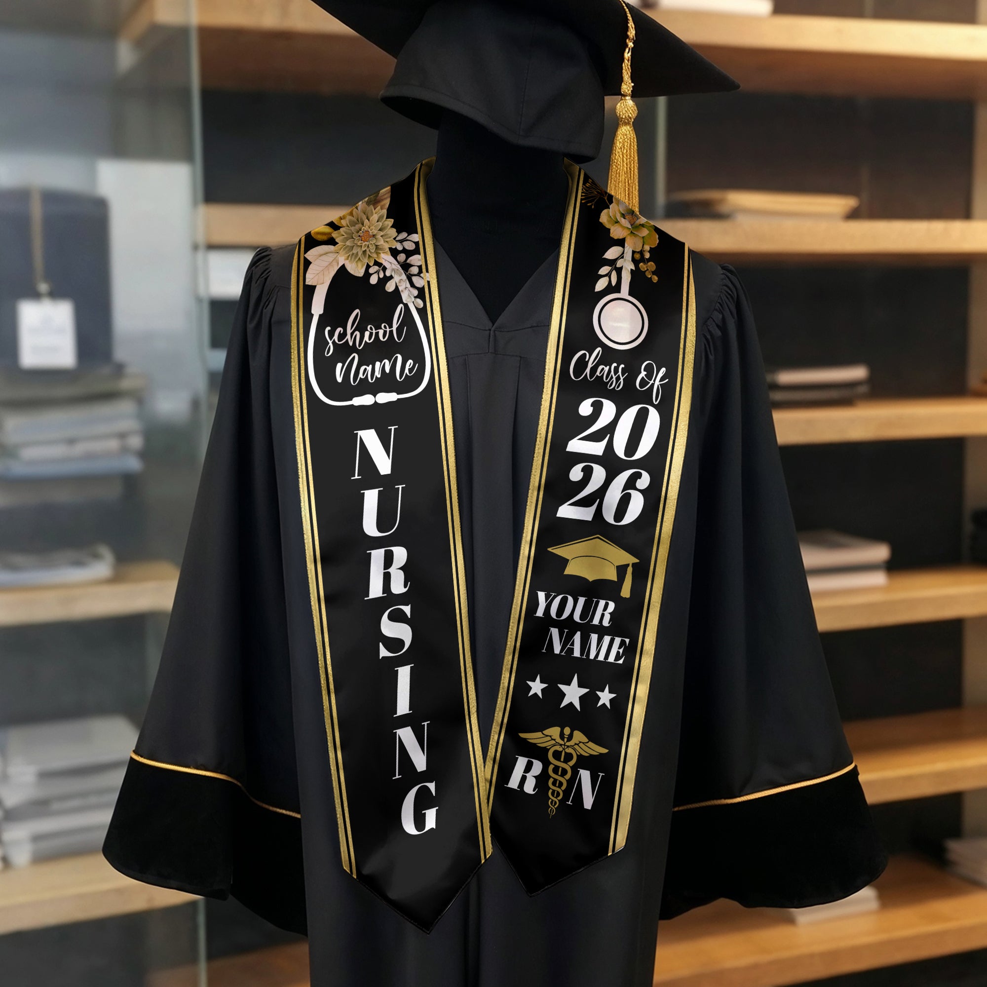 Custom Nursing Stole 2026 for Nurses, RN Graduation Sash, Keepsake for Class of 2026