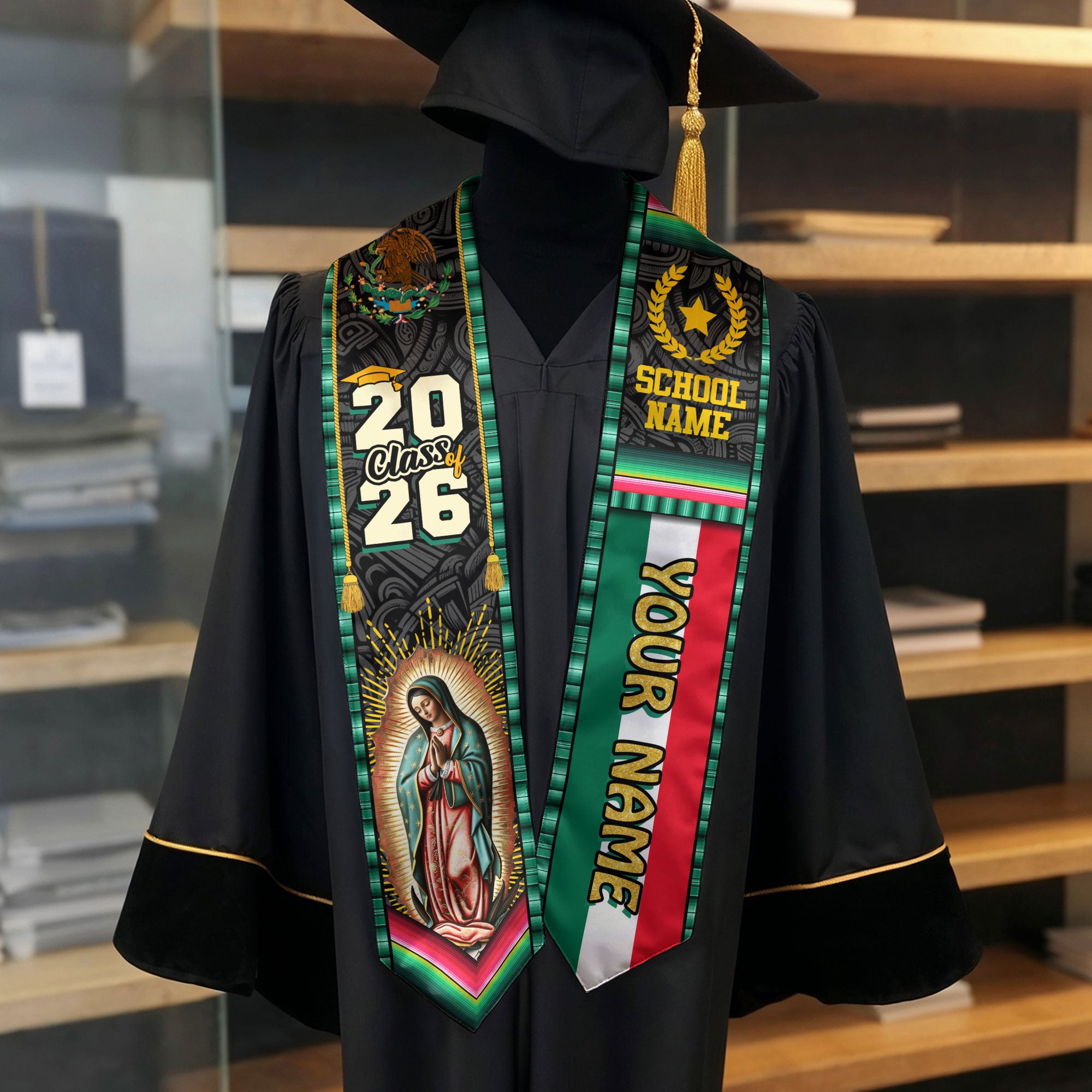 Mexico Graduation Stole 2026, Mexico Flag Sash, Bespoke Touch for Class of 2026 Graduates
