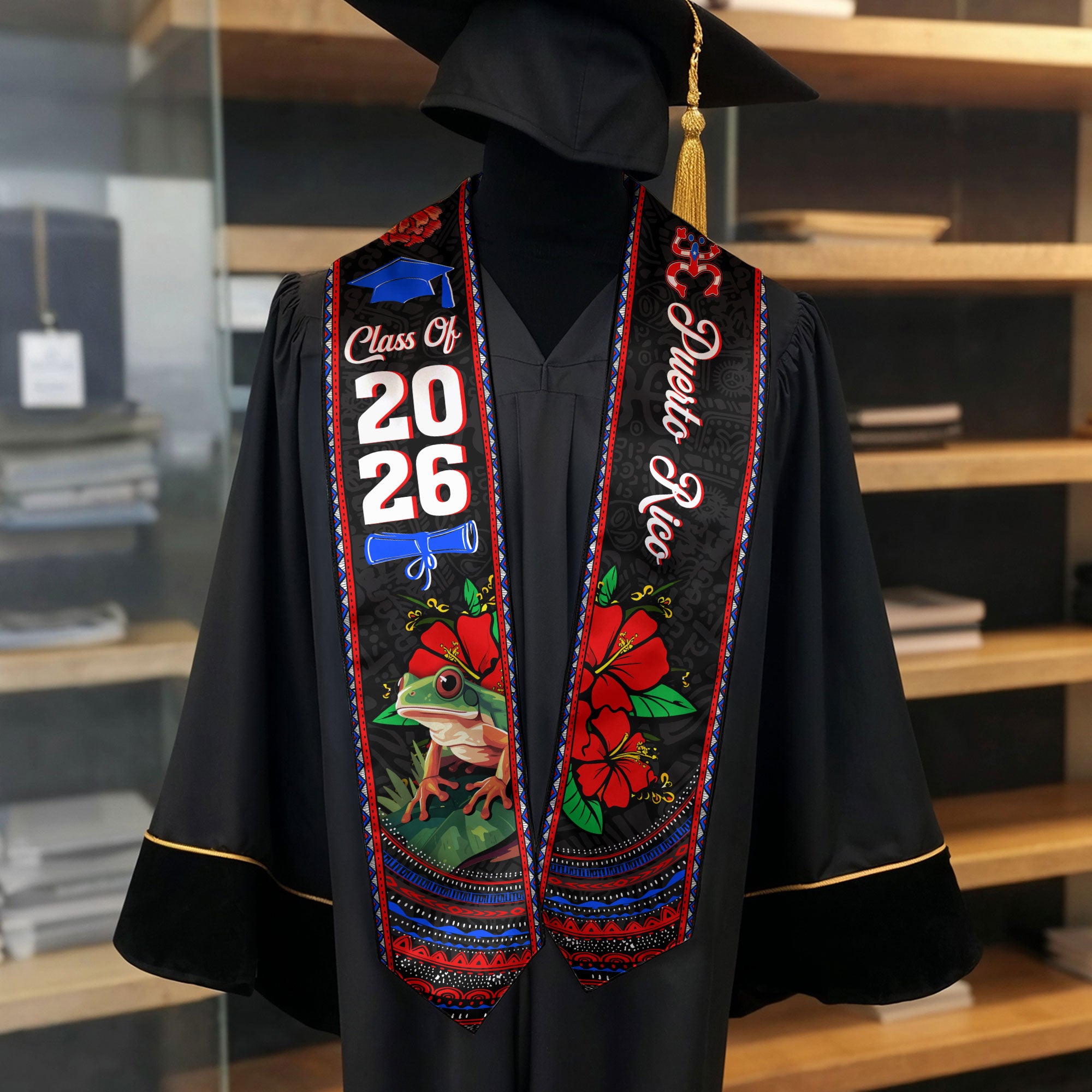 Puerto Rican Flag Graduation Sash 2026, Puerto Rico Graduation Stole