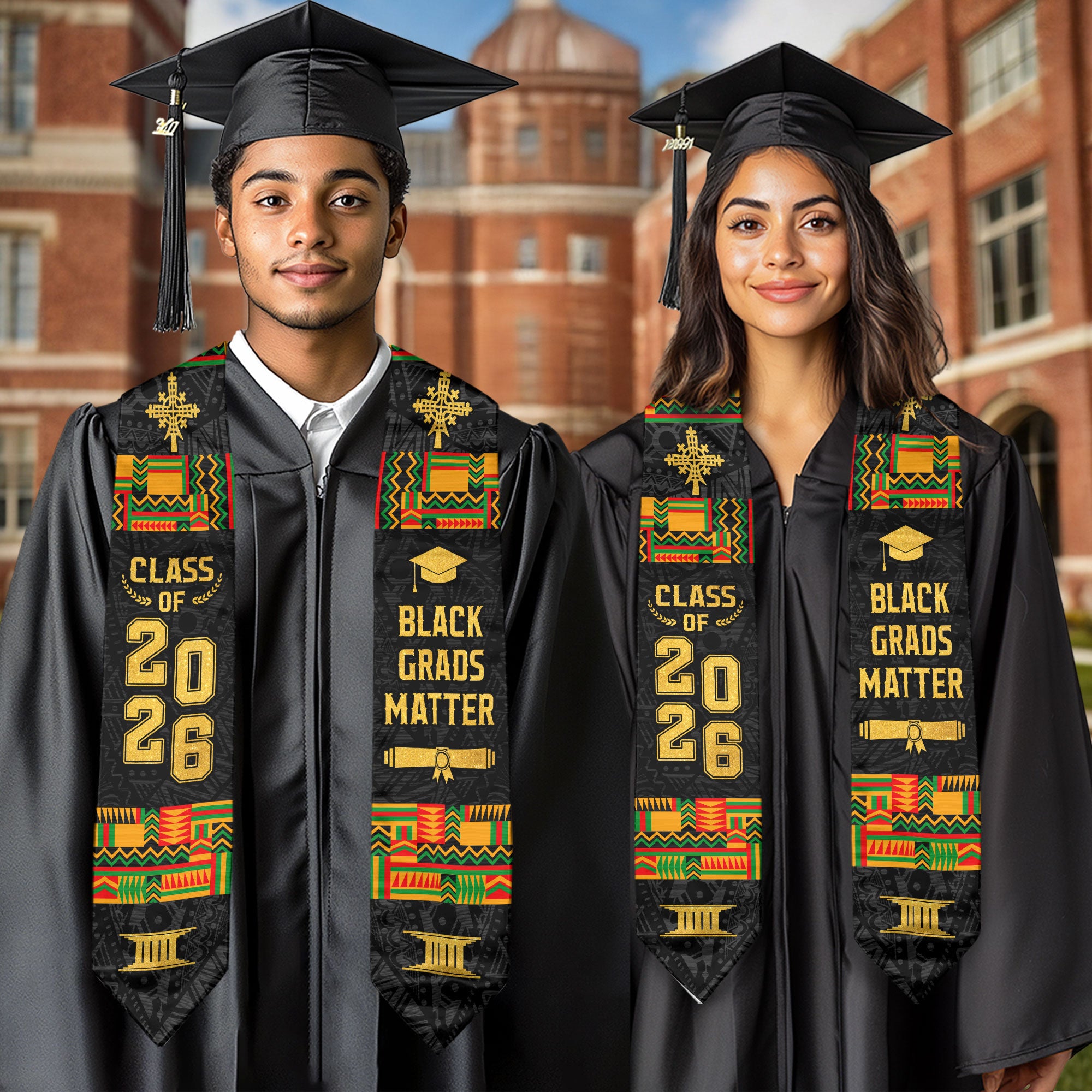 Africa Graduation Stole 2026, African Flag Graduation Sash, Tailored Detail for 2026 Grads