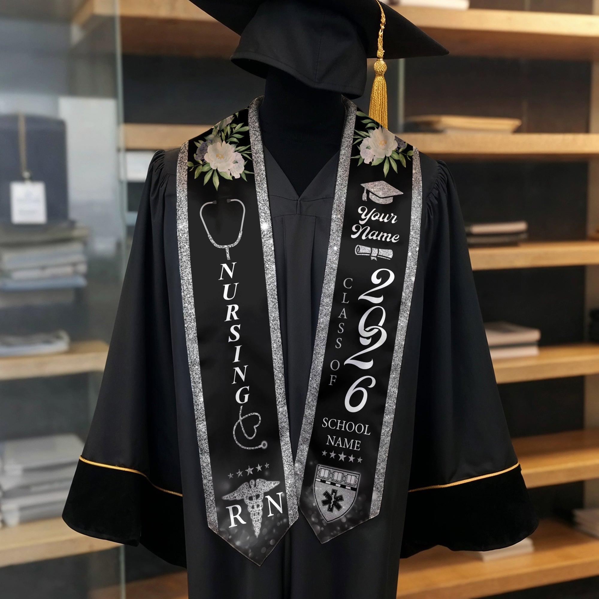Customized RN Graduation Sash for Nursing School Completion, Professional Nurse Stole 2026
