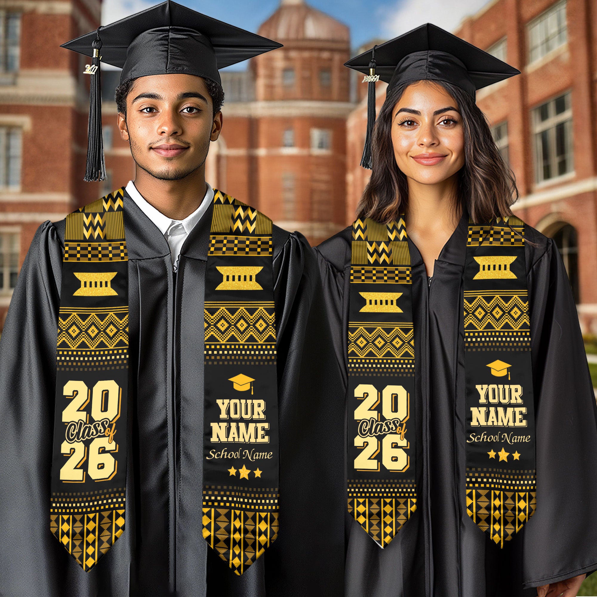 Africa Graduation Stole 2026, African Flag Sash, Bespoke Touch for Class of 2026 Graduates