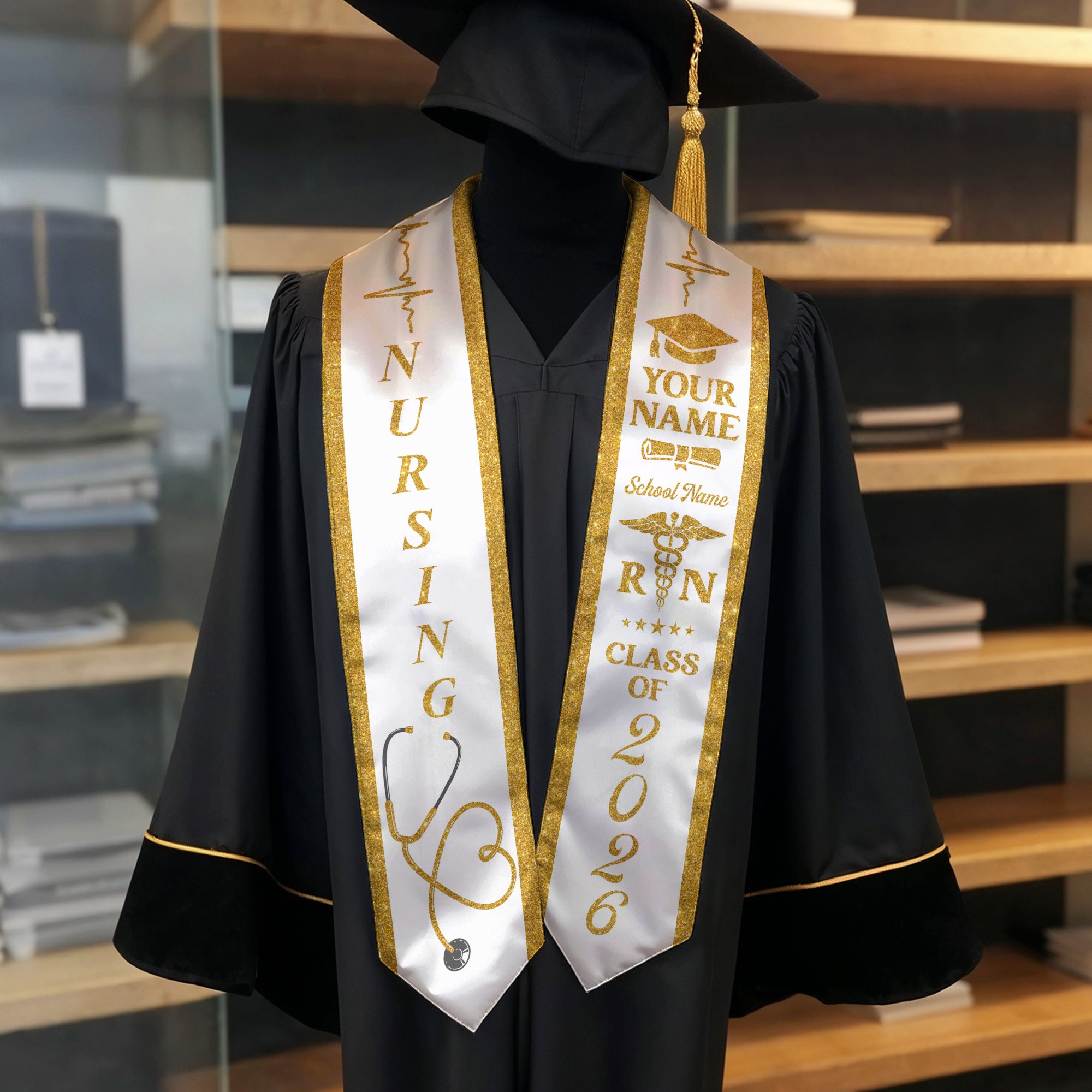 Customized Graduation Stole for RN and BSN Students Nursing School, Sash 2026