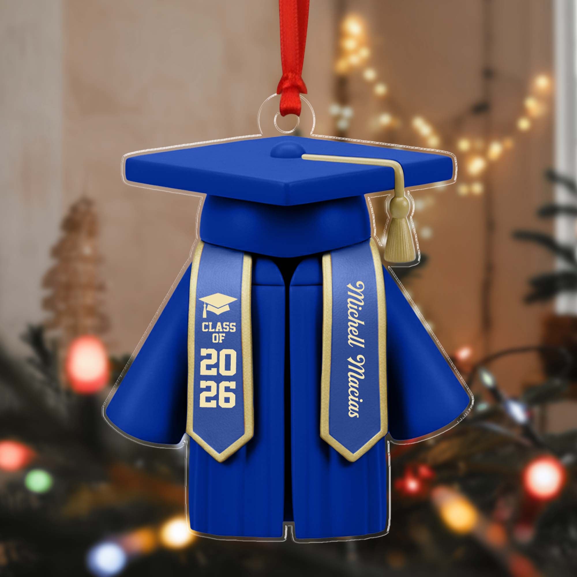 Personalized Class Of 2026 Custom Name Graduation Cap Gown Ornament