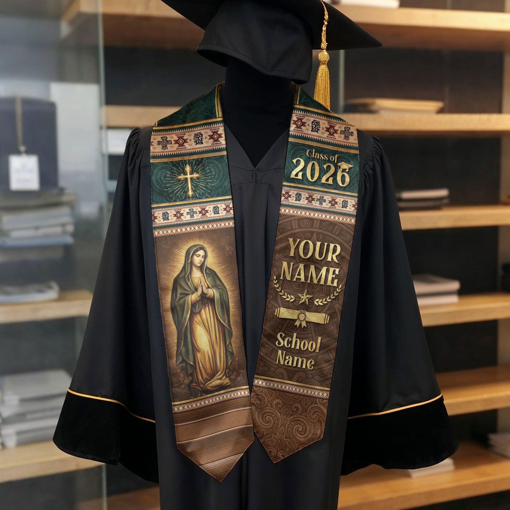 Mexican Graduation Stole 2026, Mexico Flag Sash for Grads, Add Your Details at Checkout