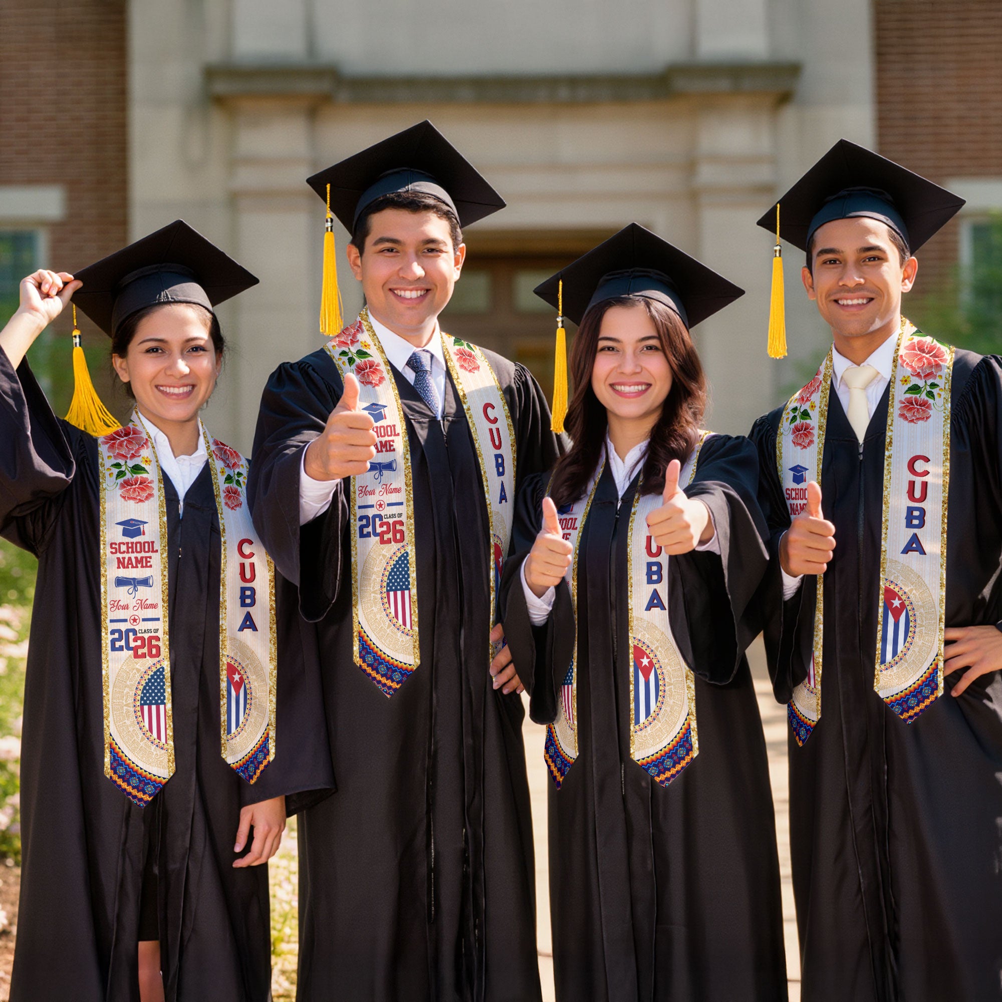 Cuban Flag Graduation Sash 2026, Cuba Stole Sash, Custom Touch for Class of 2026