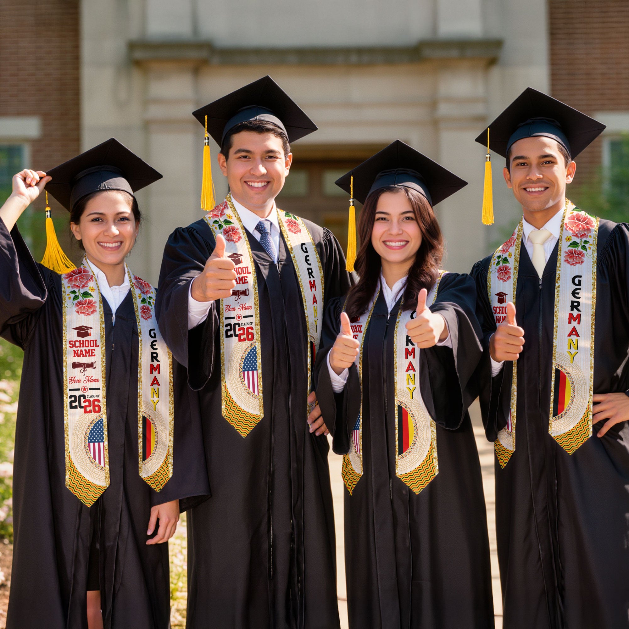 German Flag Graduation Sash 2026, Germany Graduation Stole, Customizable Detail Stole