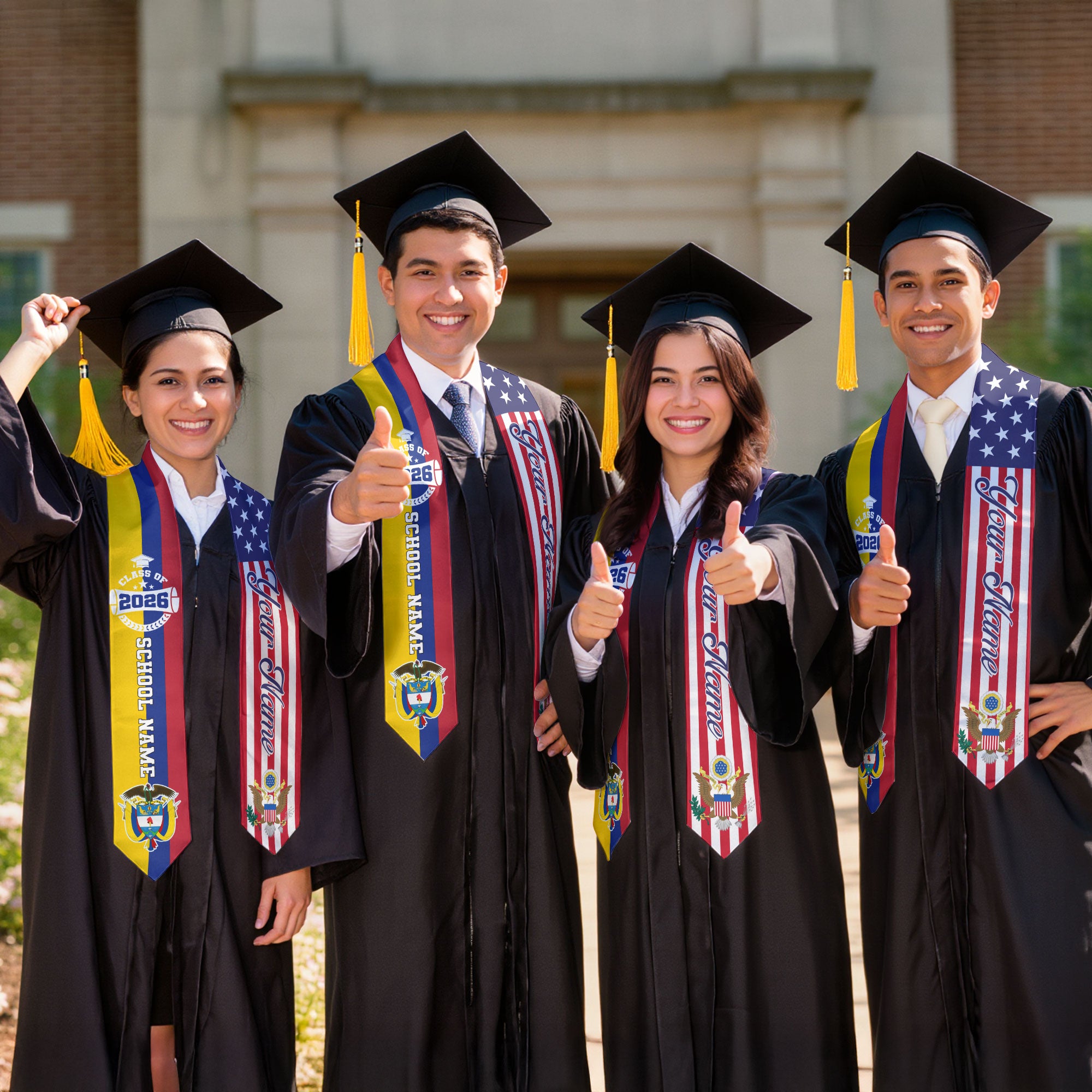 Colombian Graduation Stole 2026, Colombia Flag Sash, Graduation Stole with Custom Accent