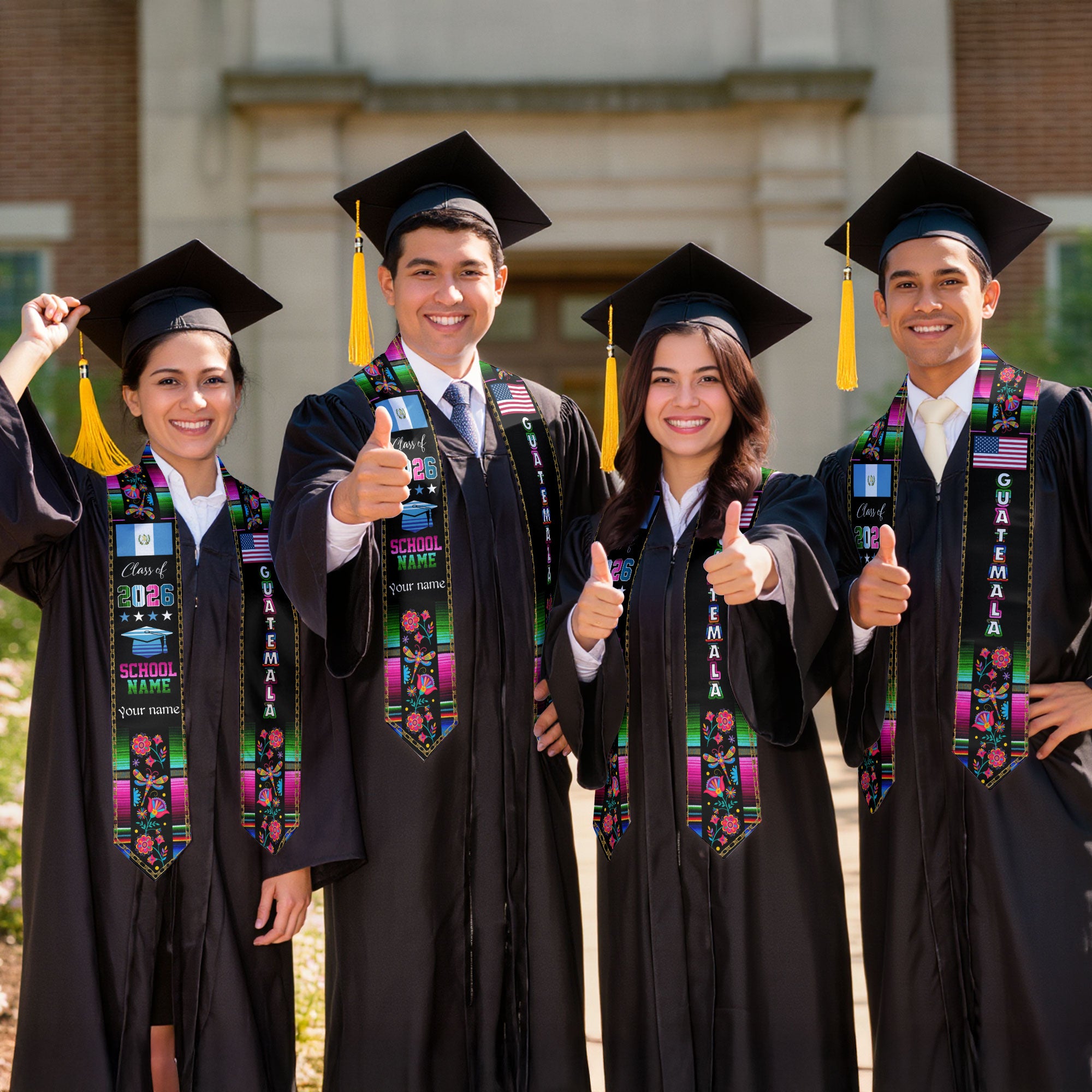 Guatemala Graduation Sash 2026, Guatemalan Flag Graduation Stole, Personalized Finish for Grads
