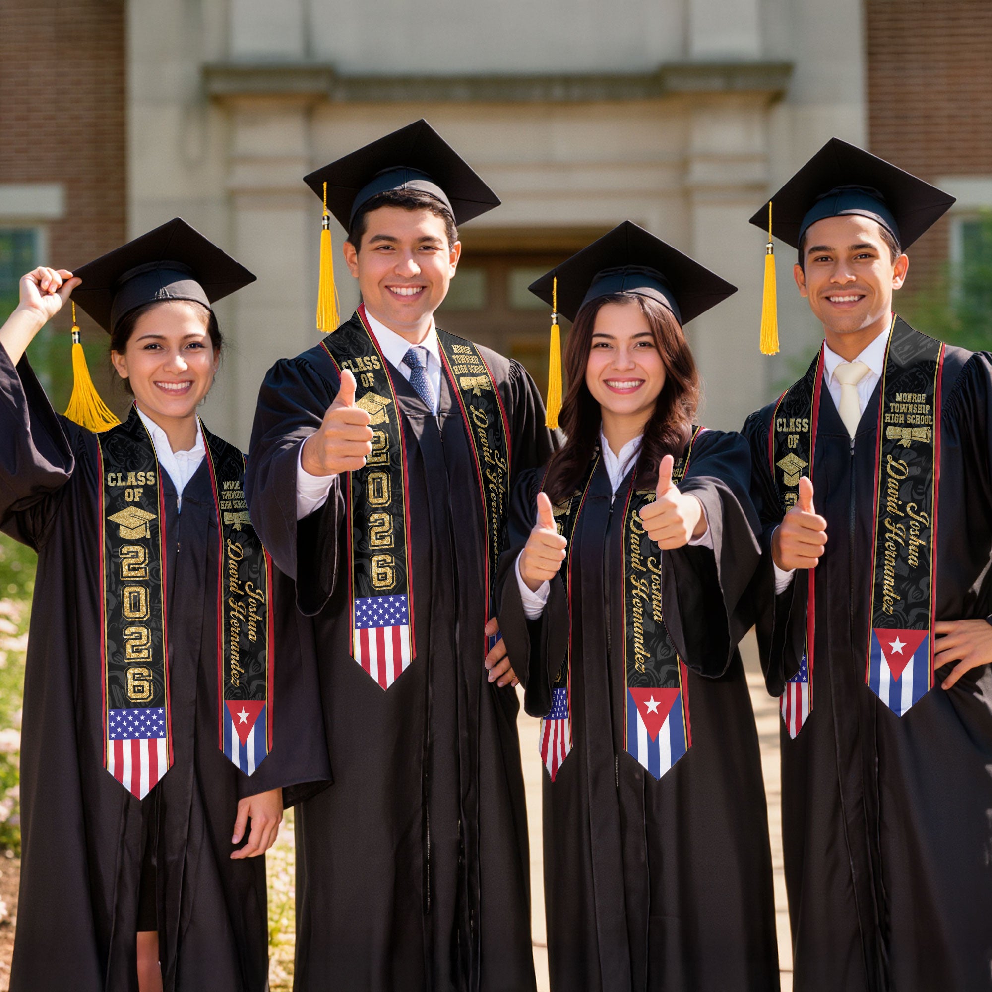 Cuban Flag Graduation Stole 2026, Cuba Graduation Sash, Personalized Finish Stole
