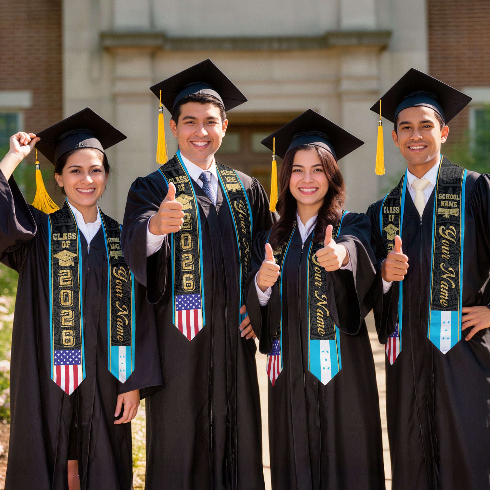 Honduras Graduation Stole 2026, Honduran Flag Stole Sash, Tailored Detail for 2026