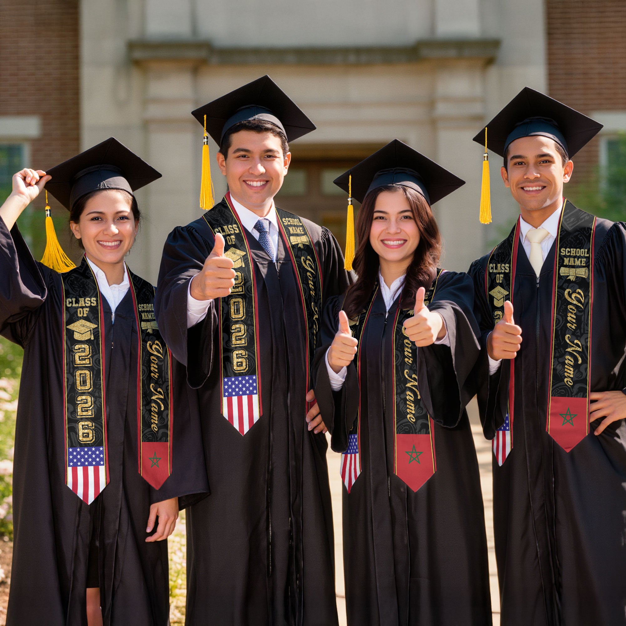 Morocco Graduation Stole 2026, Moroccan Flag Stole Sash, Tailored Detail for 2026