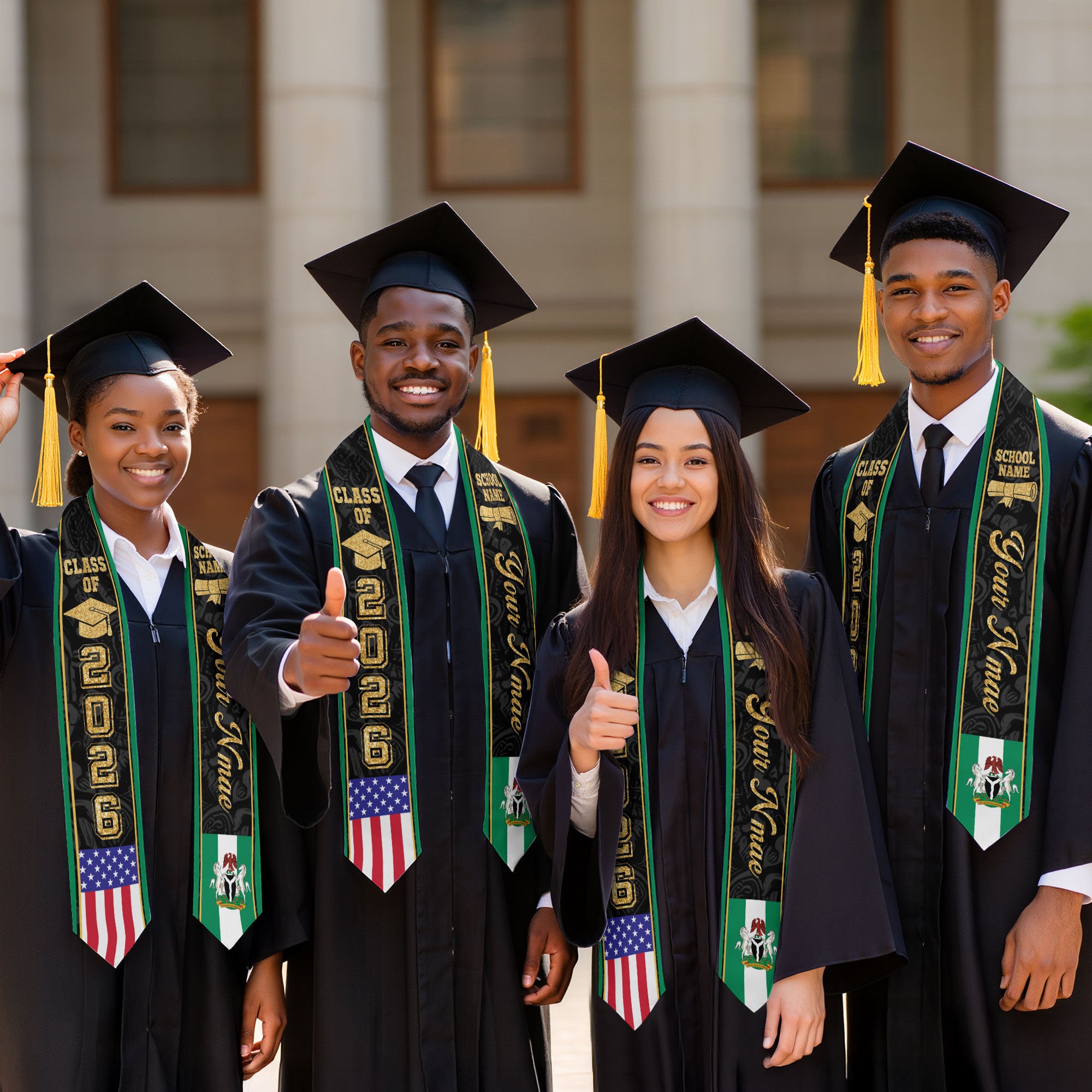 Nigeria Graduation Stole 2026, Nigerian Flag Stole Sash, Tailored Detail for 2026