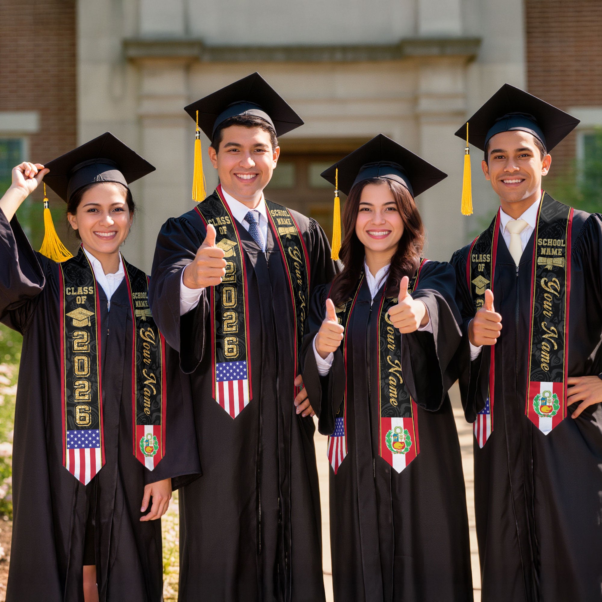 Peru Graduation Stole 2026, Peruvian Flag Stole Sash, Tailored Detail for 2026
