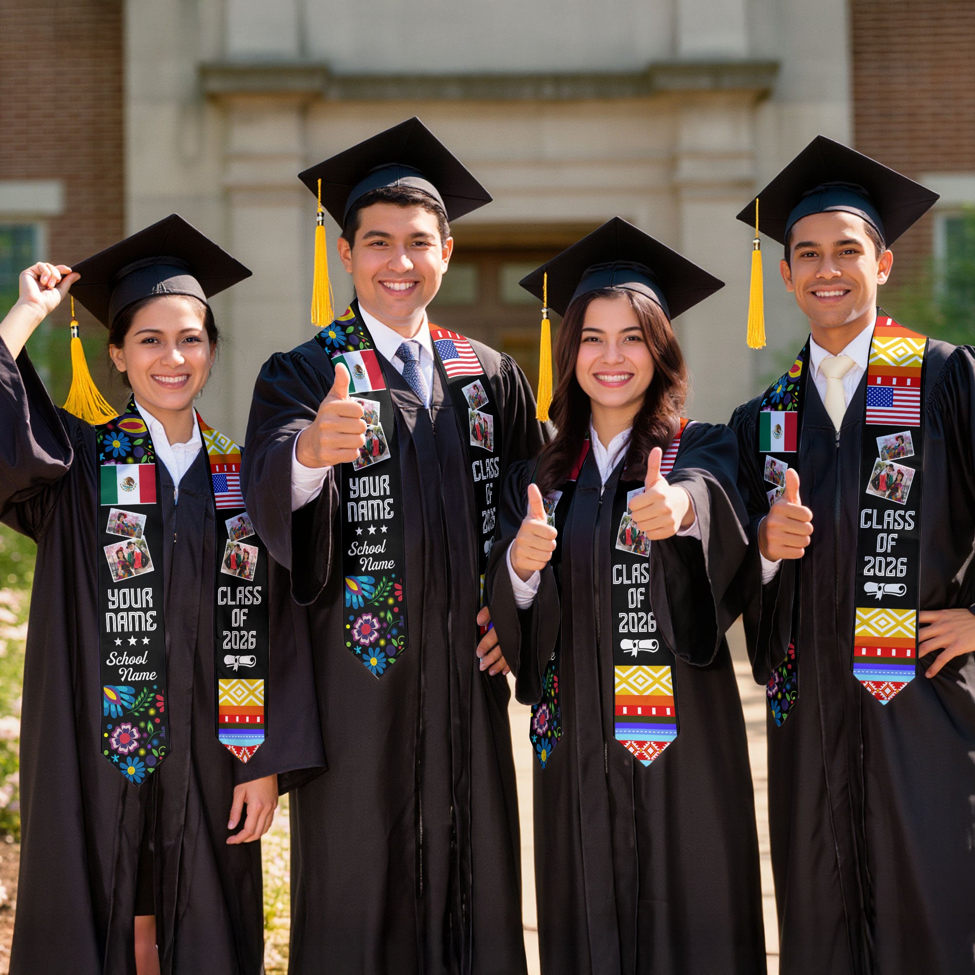 2026 Mexico Flag Graduation Sash, Mexican Stole for Grads, Custom Detail Option