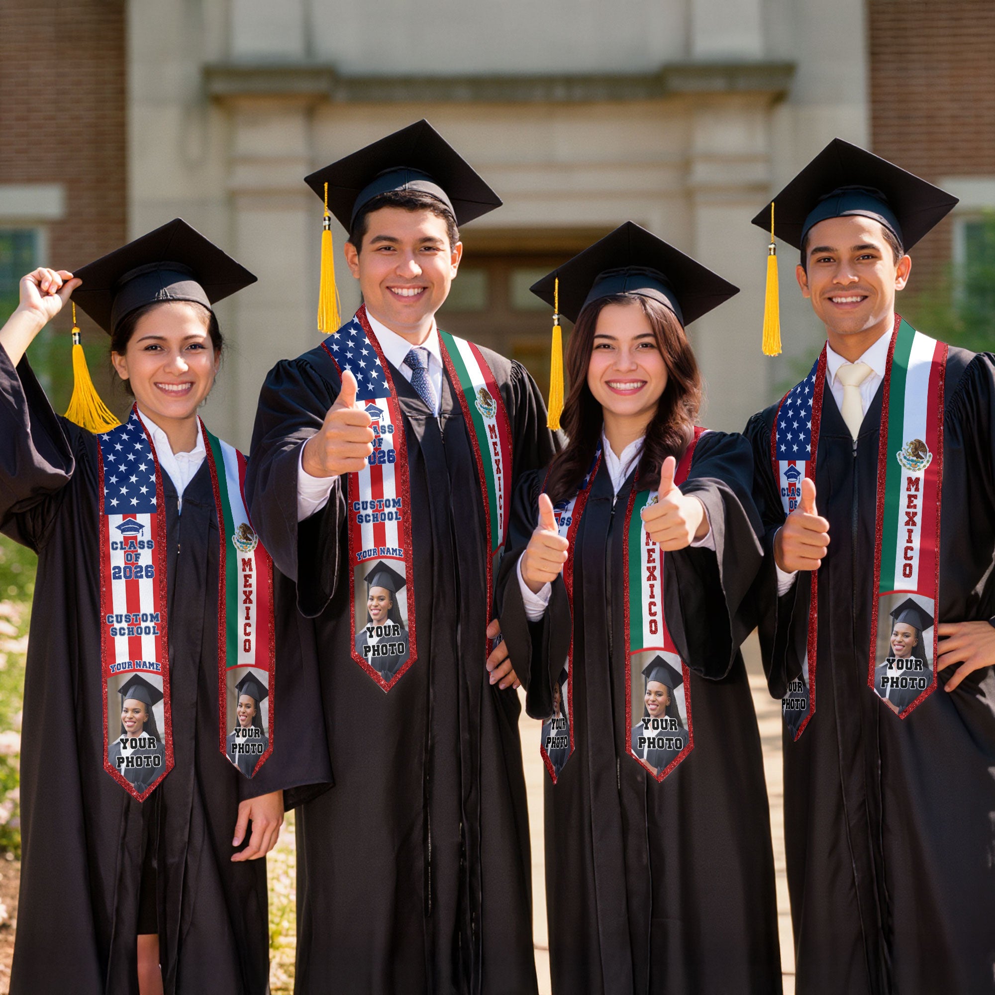 Mexican Graduation Stole, Mexican Flag Stole 2026, Mexico Graduation Sash