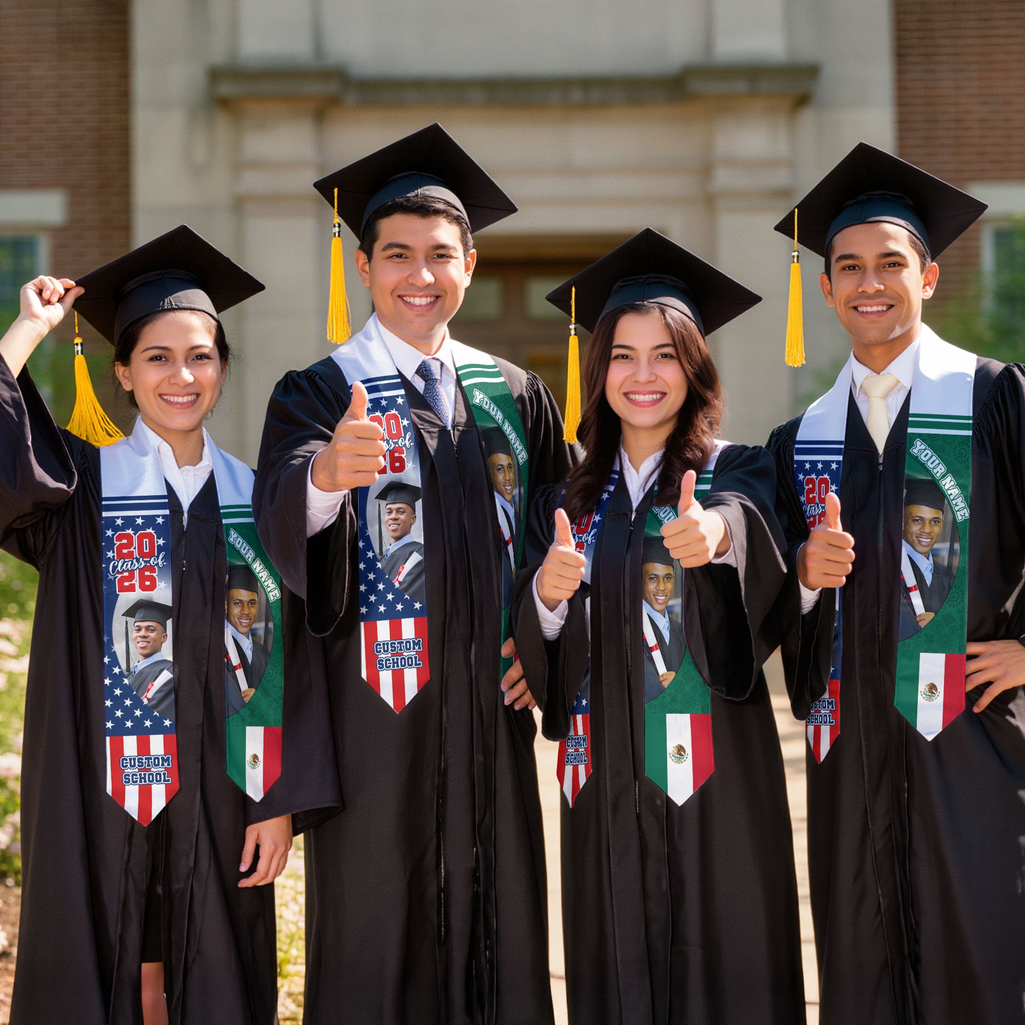 Mexico Graduation Sash, Mexican Flag Graduation Stole 2026, Stole Mexican