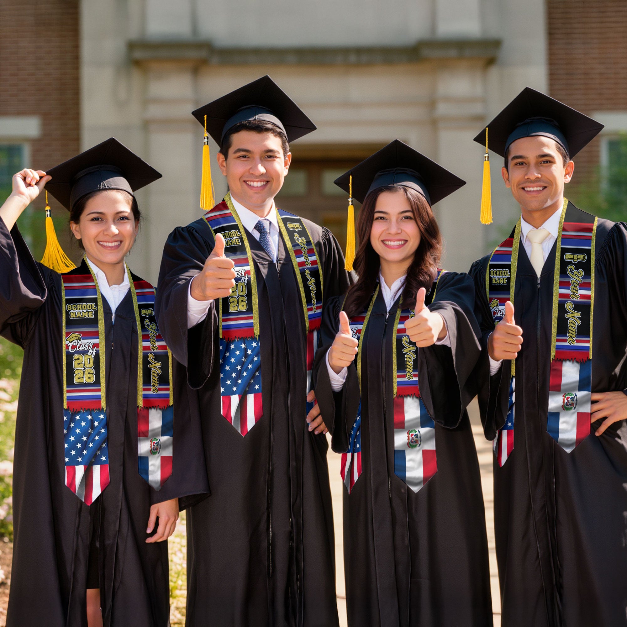 Customized Dominican Republic Graduation Stole Featuring Flag Heritage Design, Graduation Sash Class of 2026