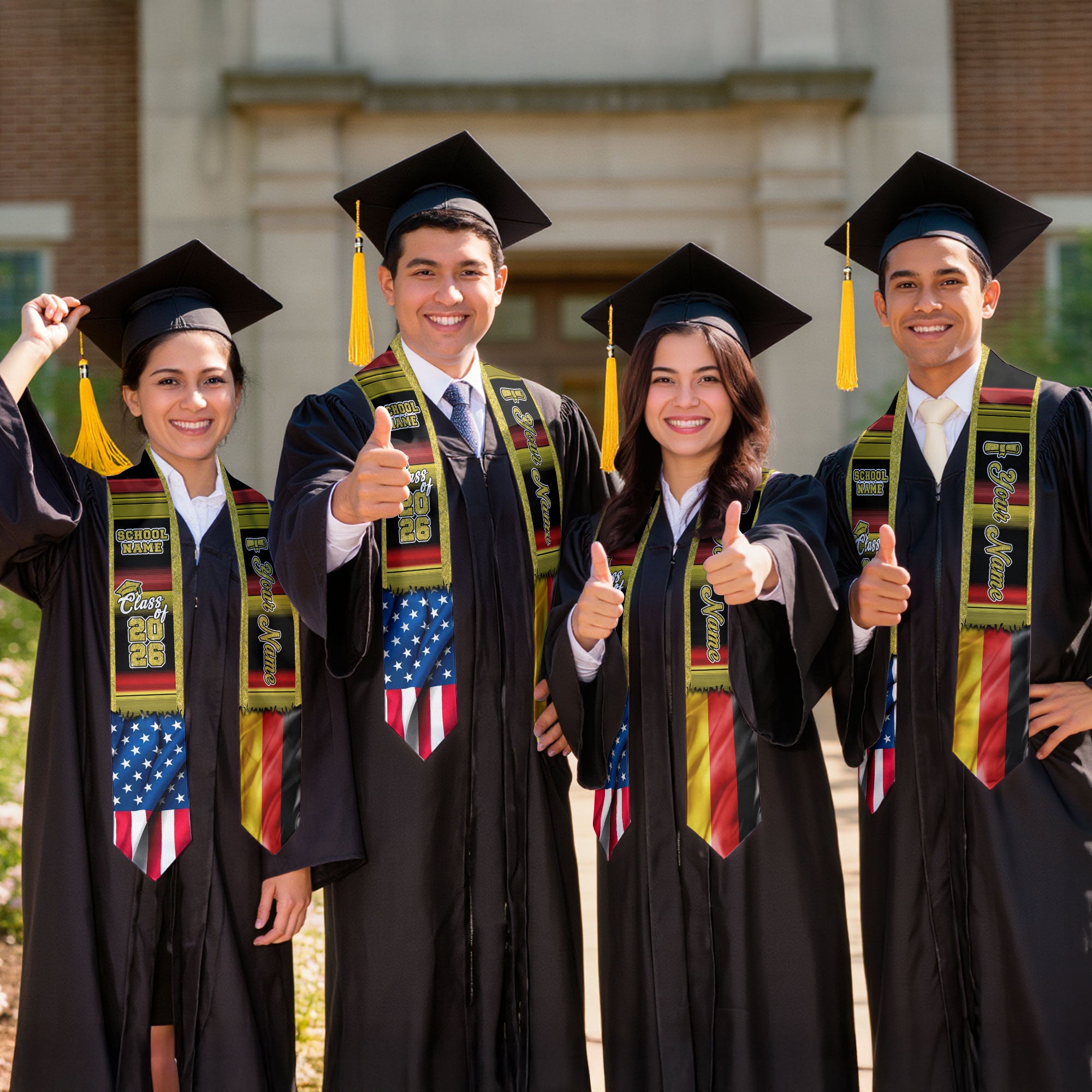 Customized Germany Graduation Stole Highlighting German Flag Design, Graduation Sash Class of 2026