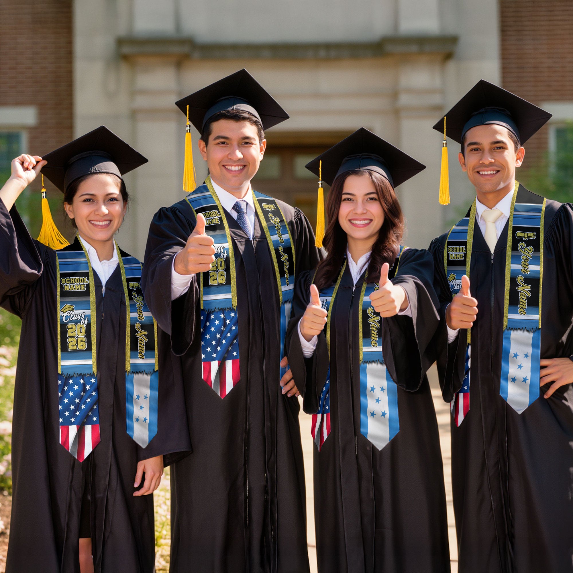 Customized Honduras Graduation Stole Featuring Honduran Flag Design, Graduation Sash for Class of 2026