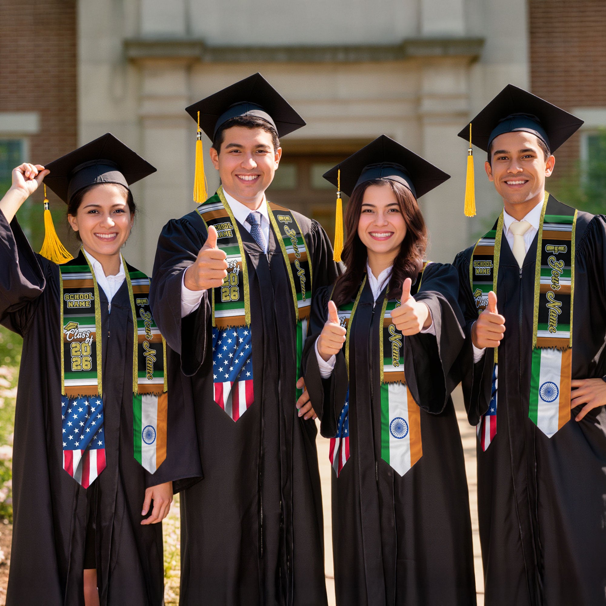 Customized India Graduation Stole Highlighting Indian Flag Inspired Style, Graduation Sash for 2026