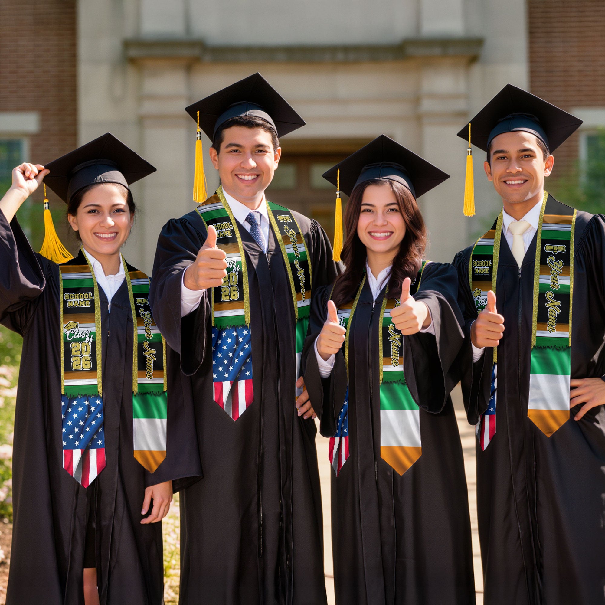 Customized Ireland Graduation Stole with Irish Flag Design Elements, Graduation Sash Class of 2026