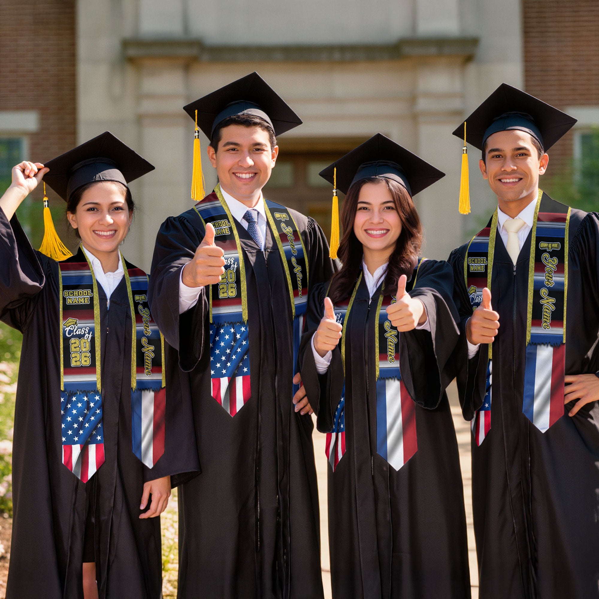 Customized Netherlands Graduation Stole with Dutch Flag Inspired Pattern, Graduation Sash for Class of 2026