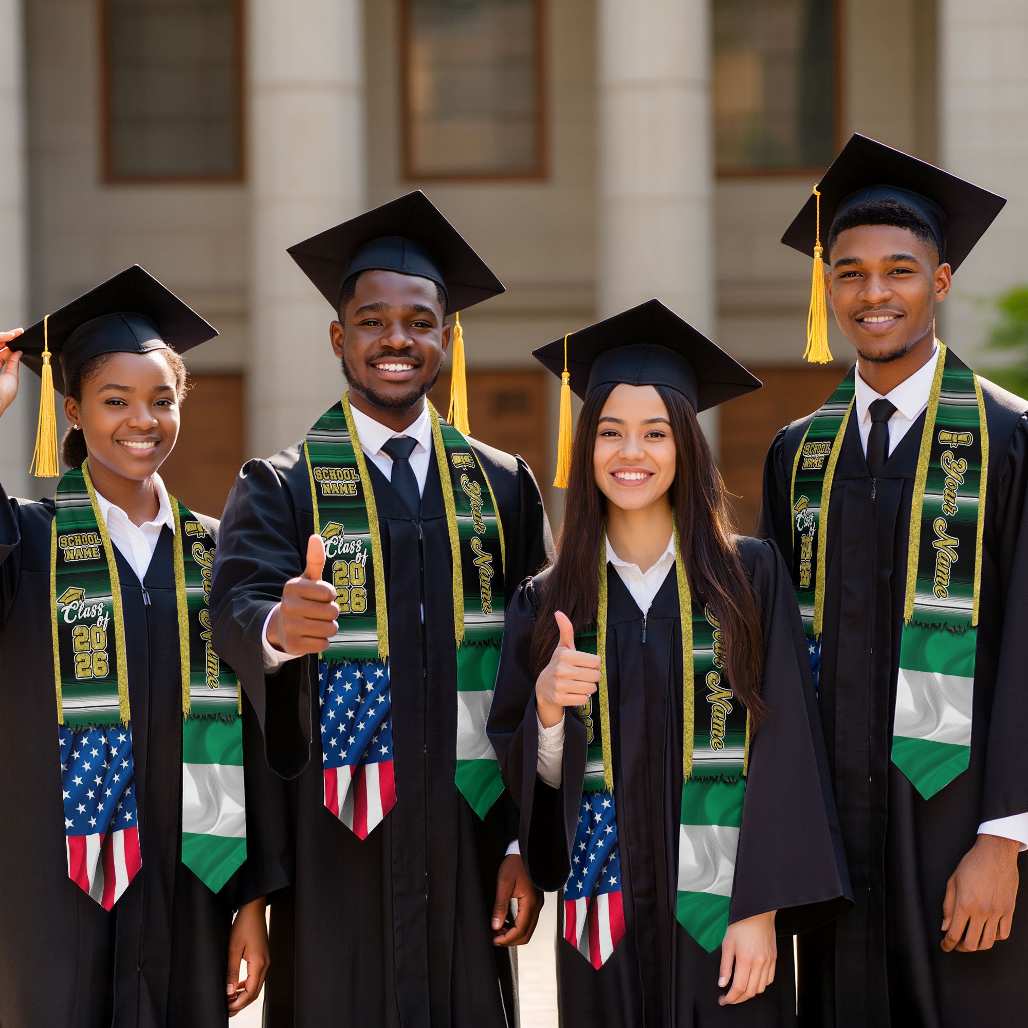 Customized Nigeria Graduation Stole Featuring Nigerian Flag Heritage Style, Graduation Sash for 2026