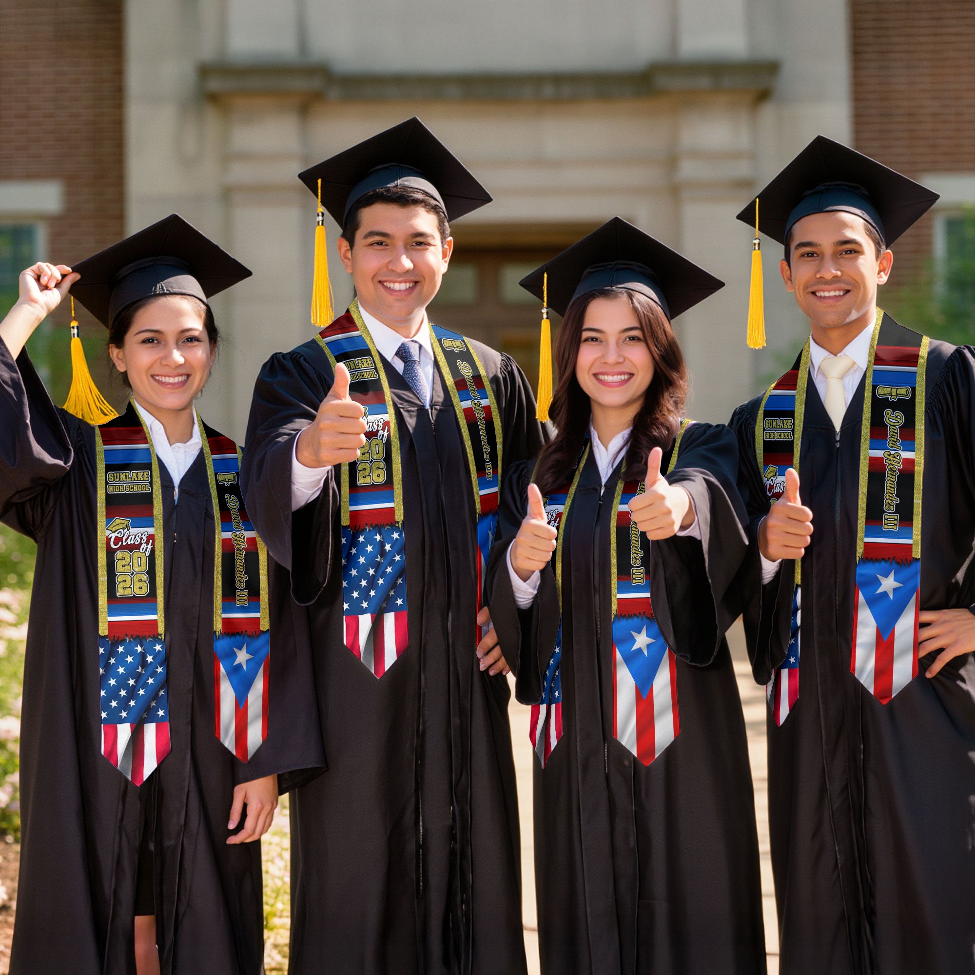 Customized Puerto Rico Graduation Stole Featuring Puerto Rican Flag Heritage, Graduation Sash Class of 2026