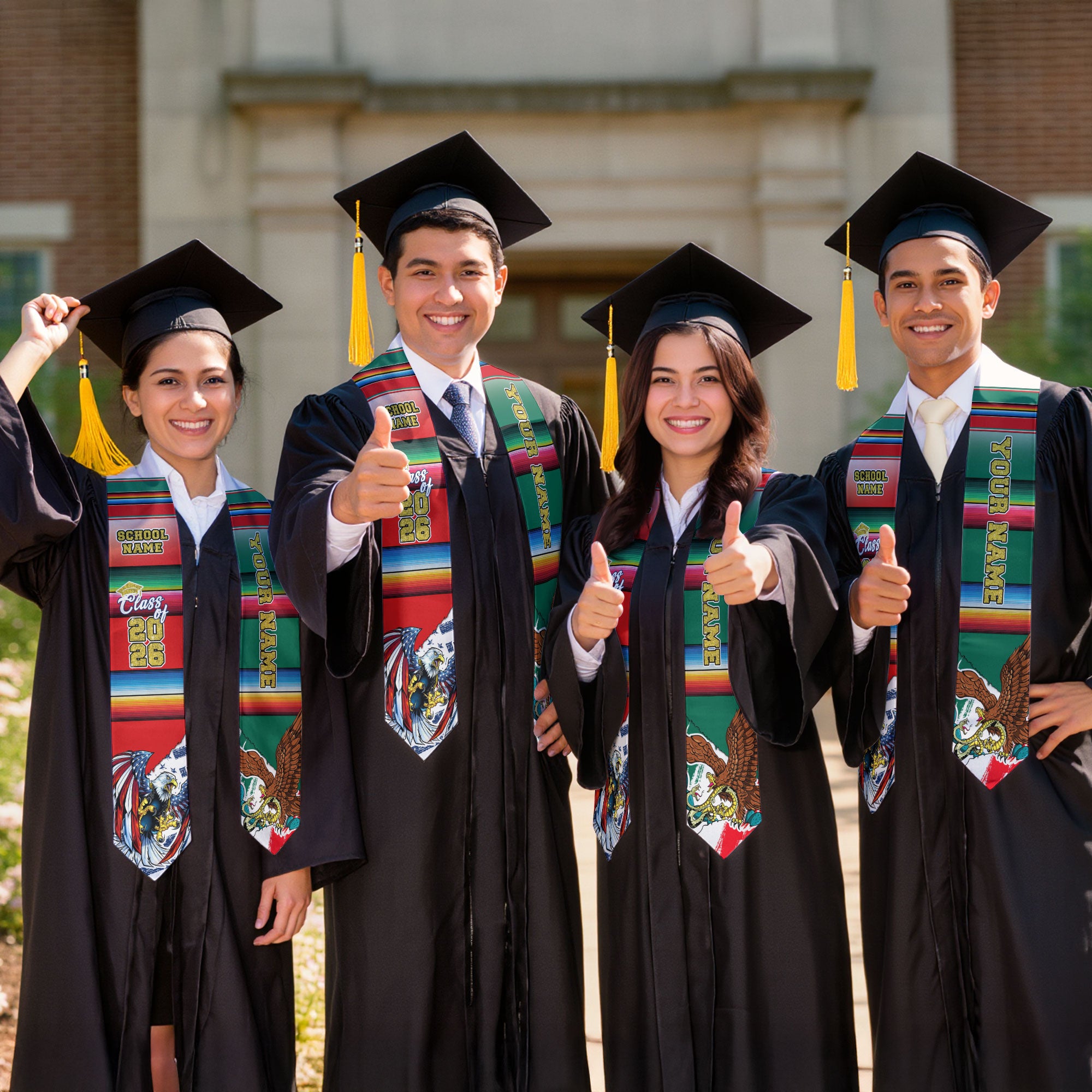 Mexican Graduation Sash, Stole Mexico 2026, Mexican Flag Graduation Stole