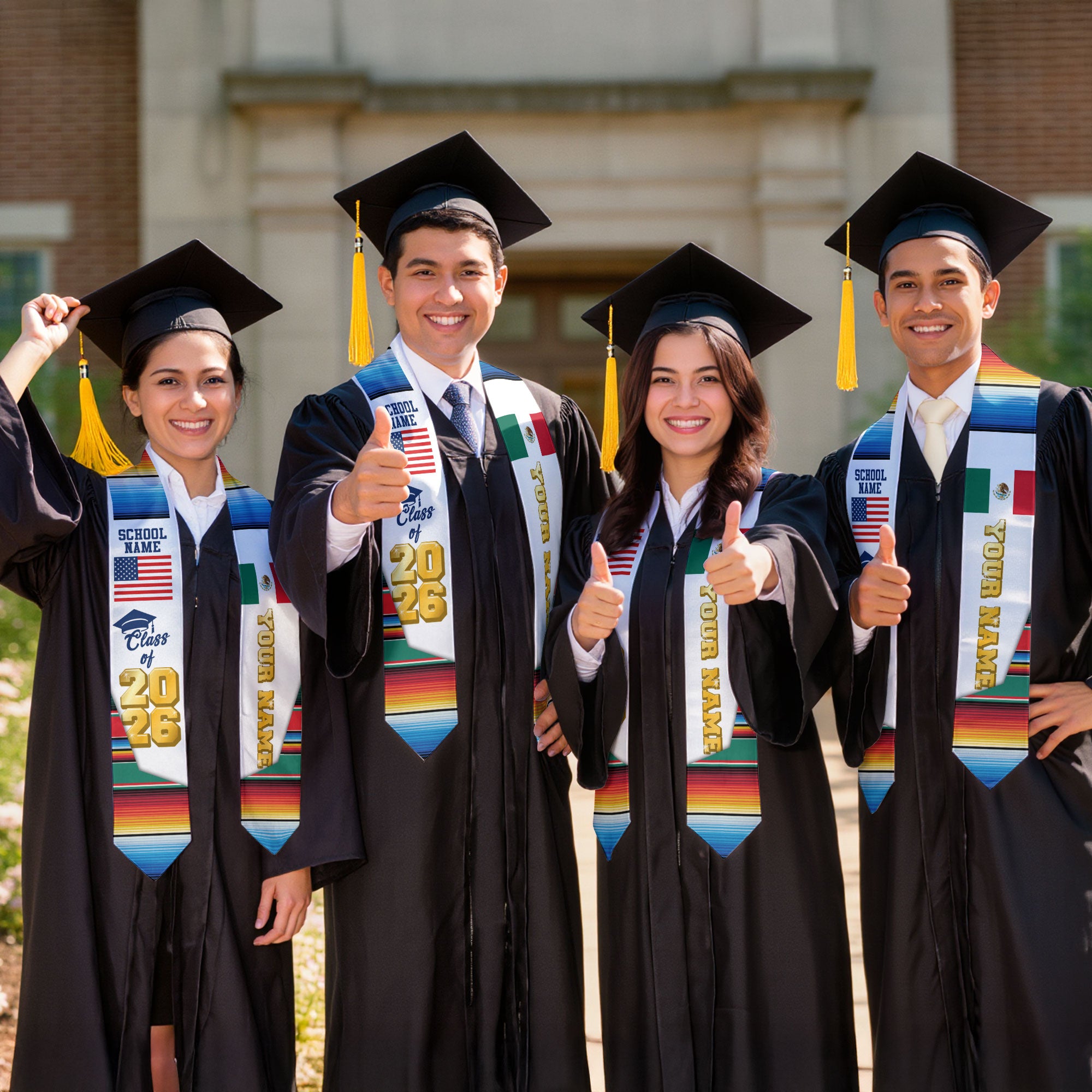 Mexican Stole 2026, Mexico Graduation Stole, Mexican American Flag Sash