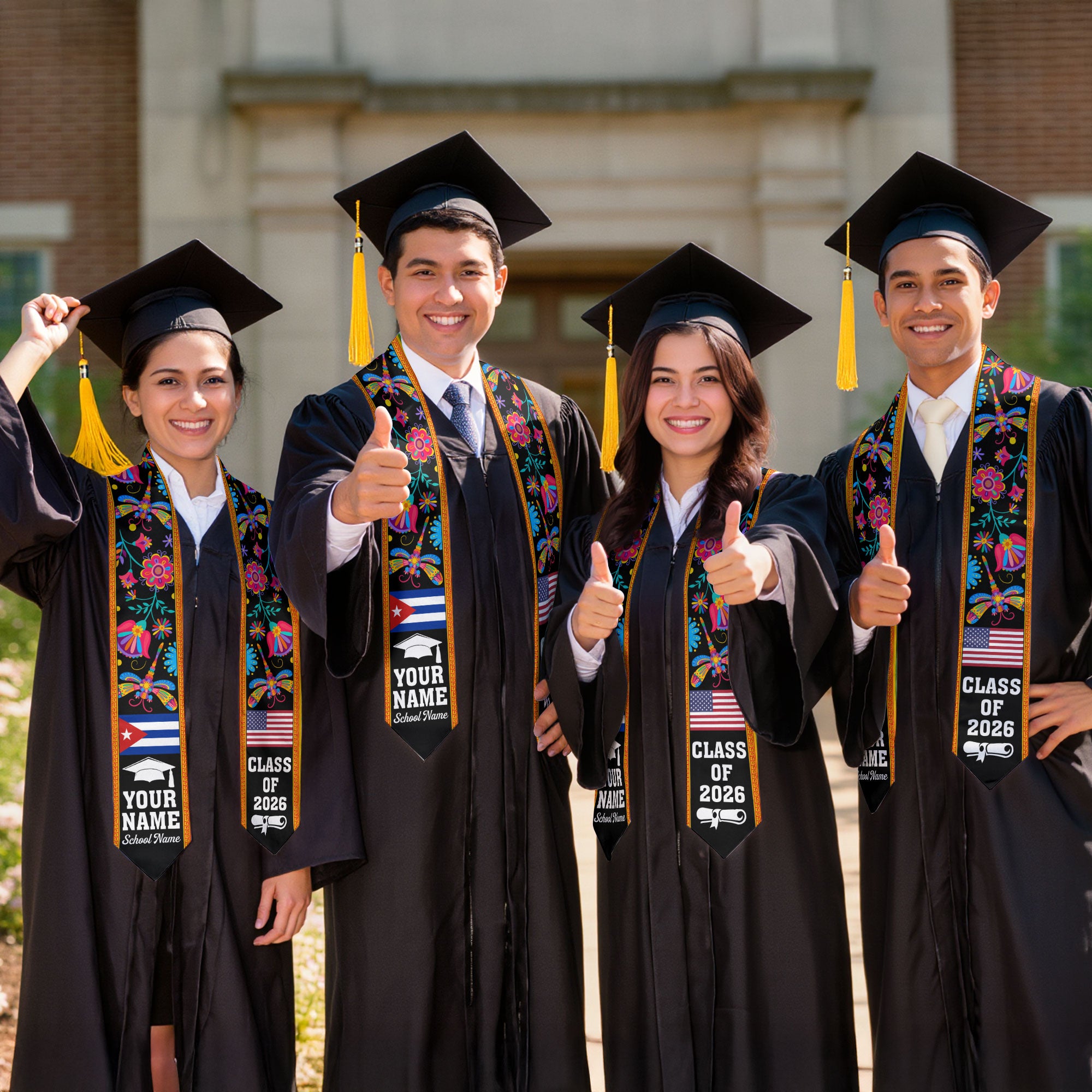 Cuba Graduation Stole 2026, Cuban Flag Sash, Custom Detail Option