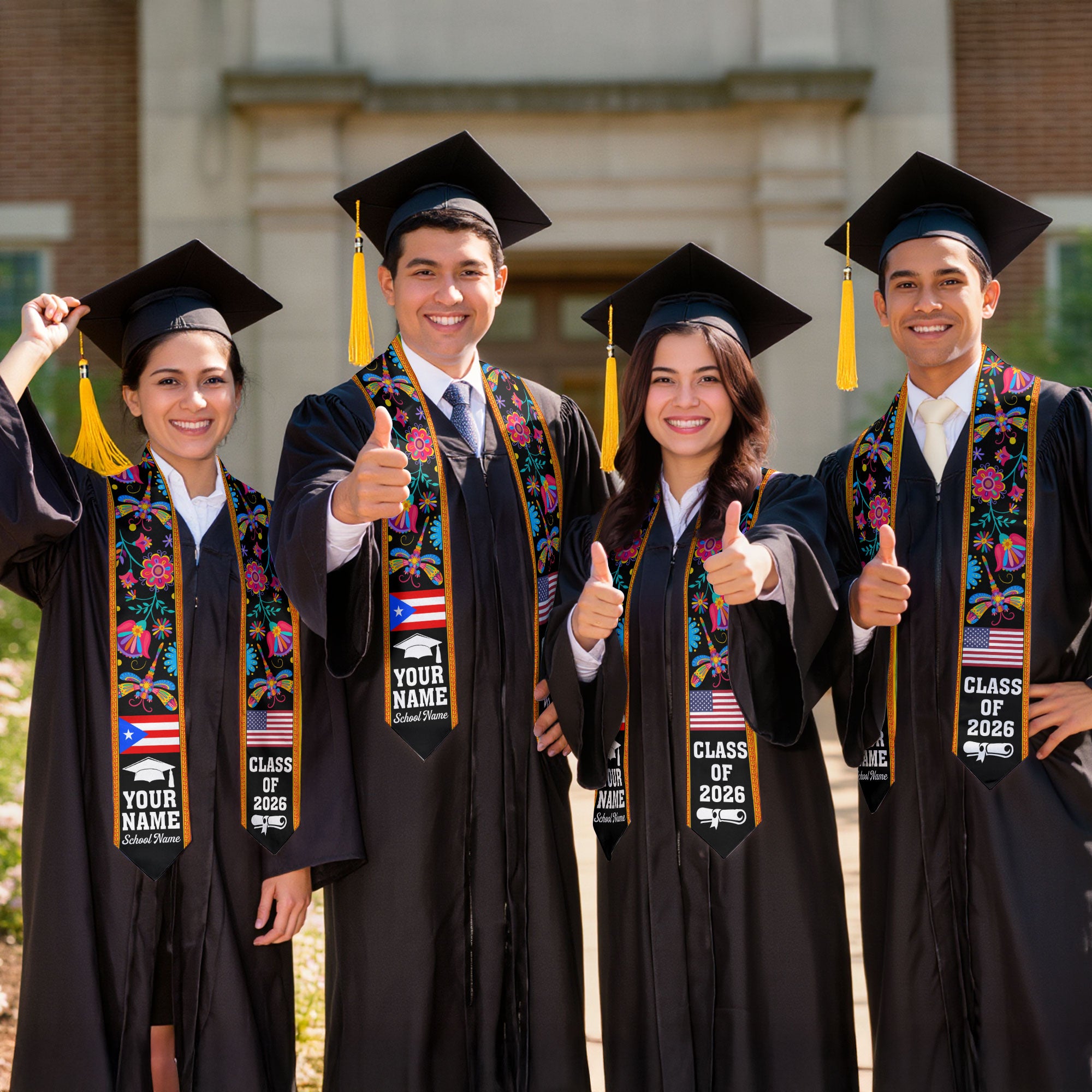 Puerto Rico Graduation Stole 2026, Puerto Rican Flag Sash, Personalization Option