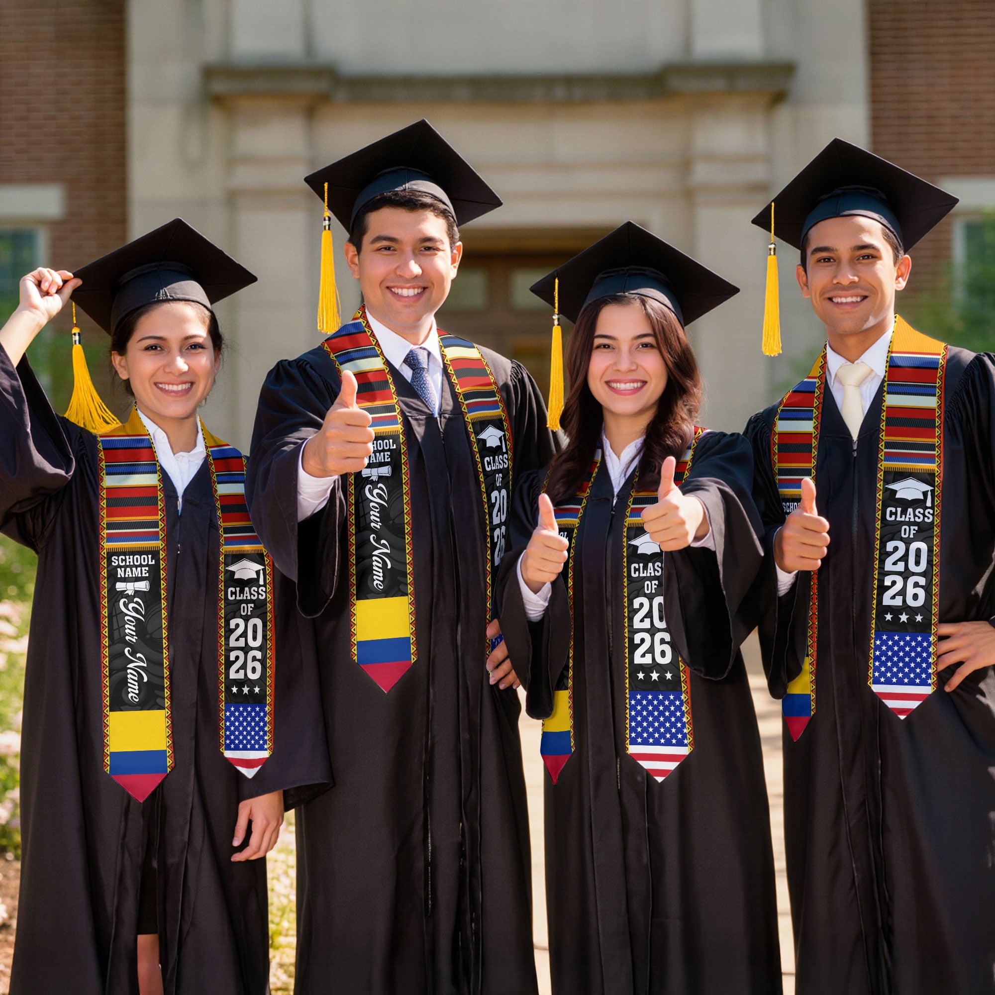 Customized Colombia Graduation Sash, Colombia Flag Graduation Stole, Personalized Graduation Stole 2026