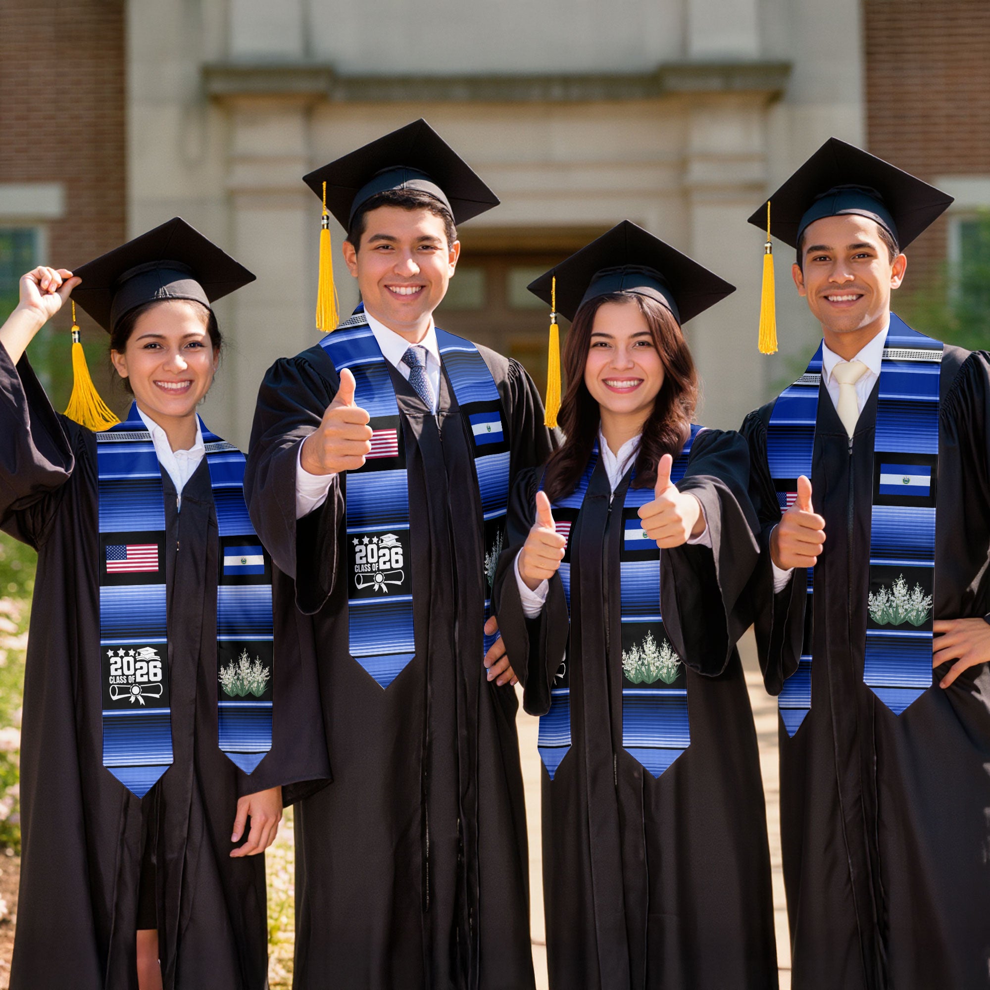 El Salvador Graduation Stole 2026, Salvadoran Flag Graduation Sash, Classic Academic Stole for Graduates