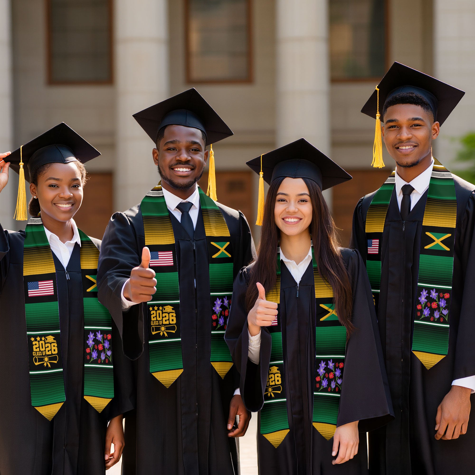 Jamaican Graduation Stole 2026, Jamaica Flag Sash, Formal Academic Graduation Accessory