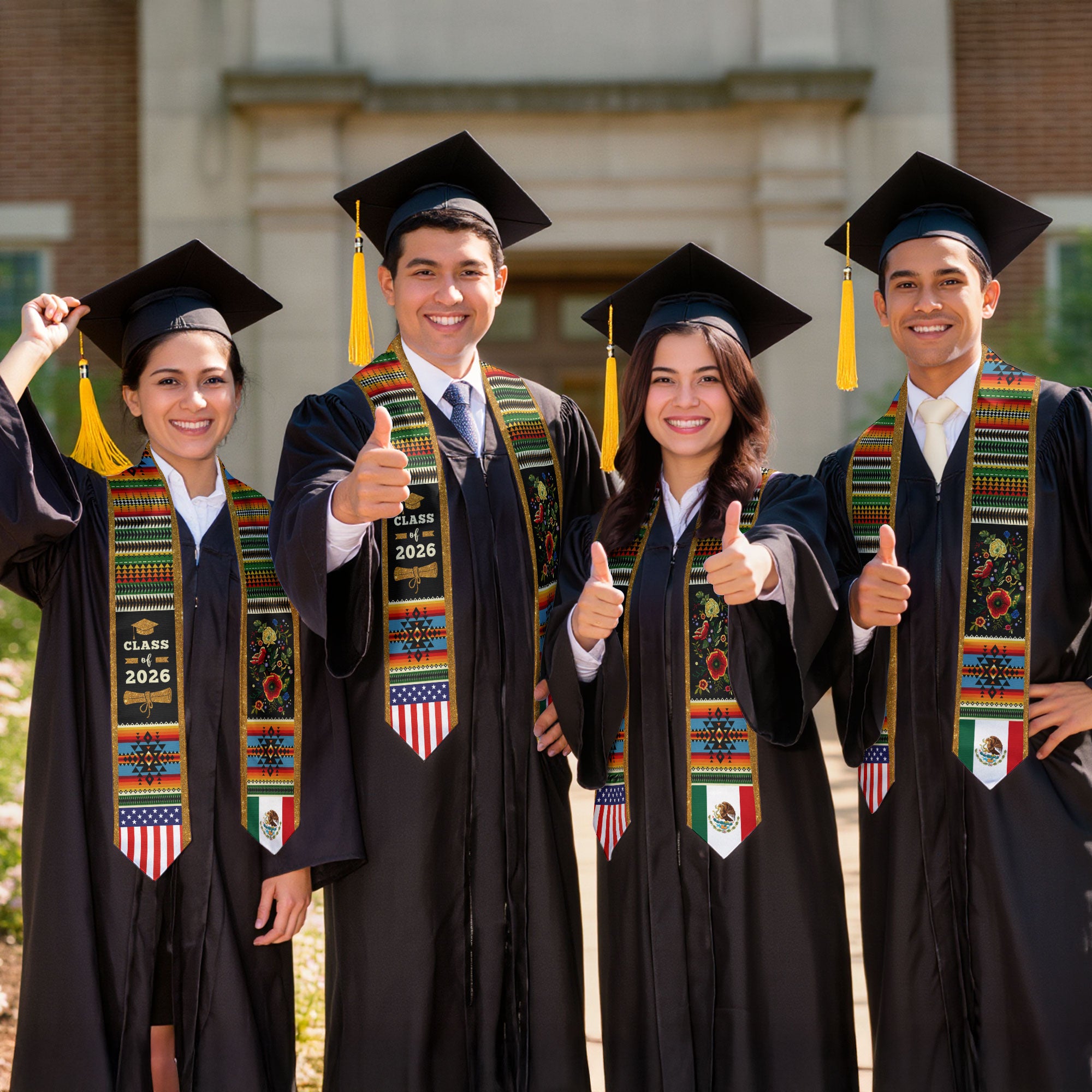 Mexico Graduation Stole 2026, Mexican Stole, Mexican American Flag Graduation Sash