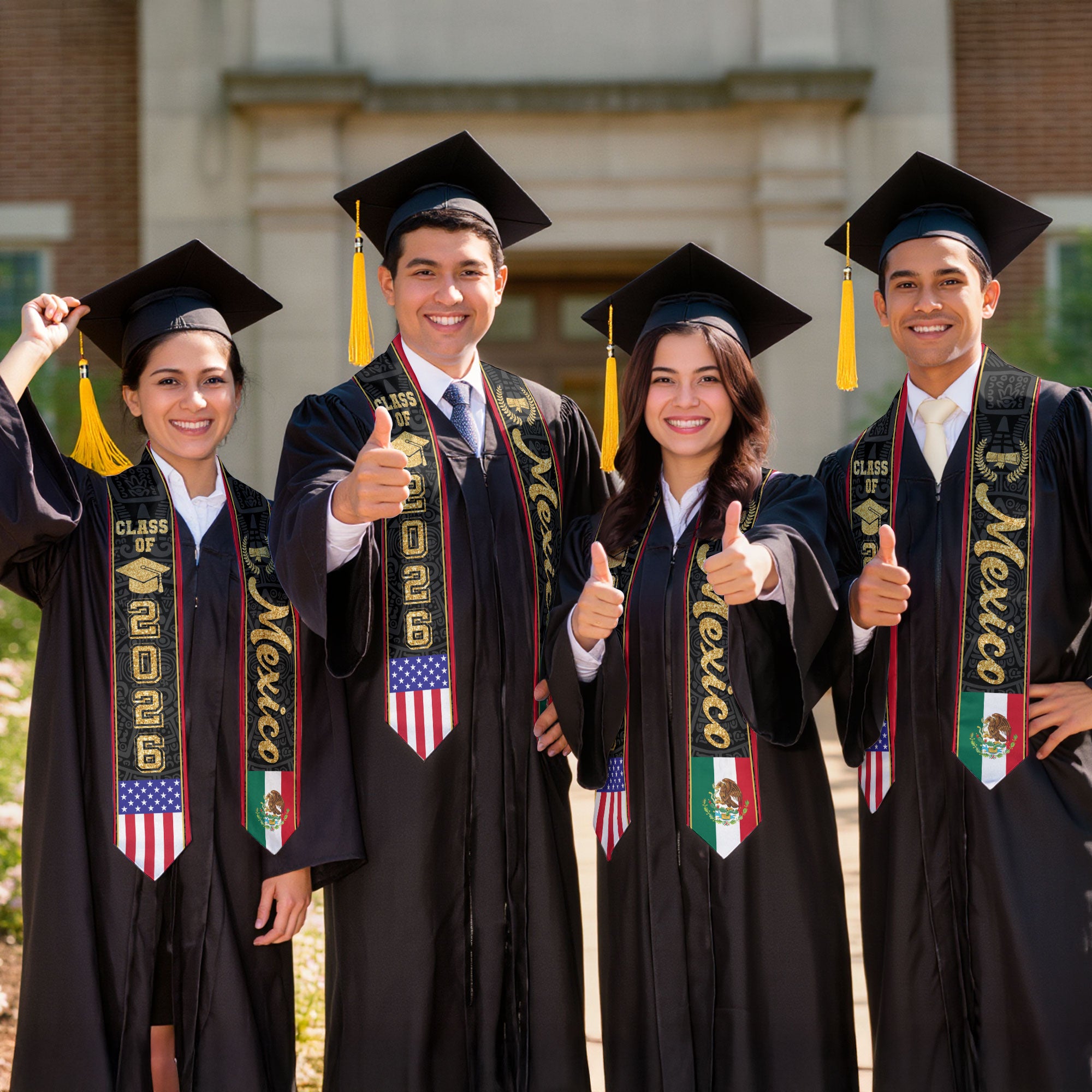 Mexico Graduation Stole 2026, Mexican Flag Sash, Ready-to-Wear Classic for Ceremony