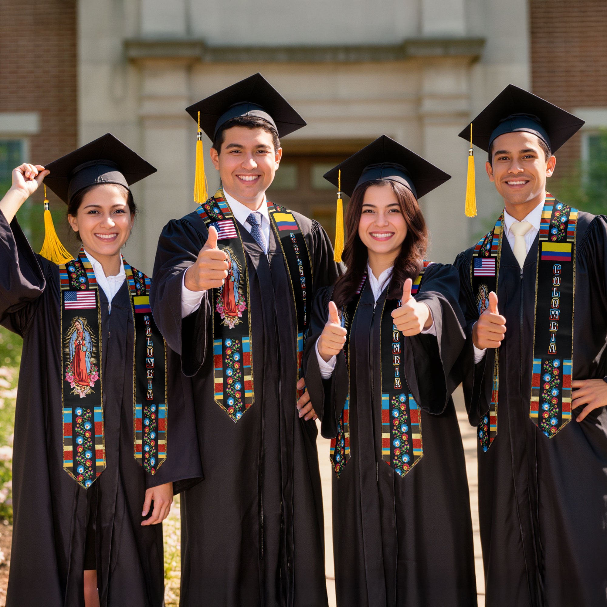 Colombian Flag Graduation Stole 2026, Traditional Graduation Sash for Colombia Graduates Class of 2026