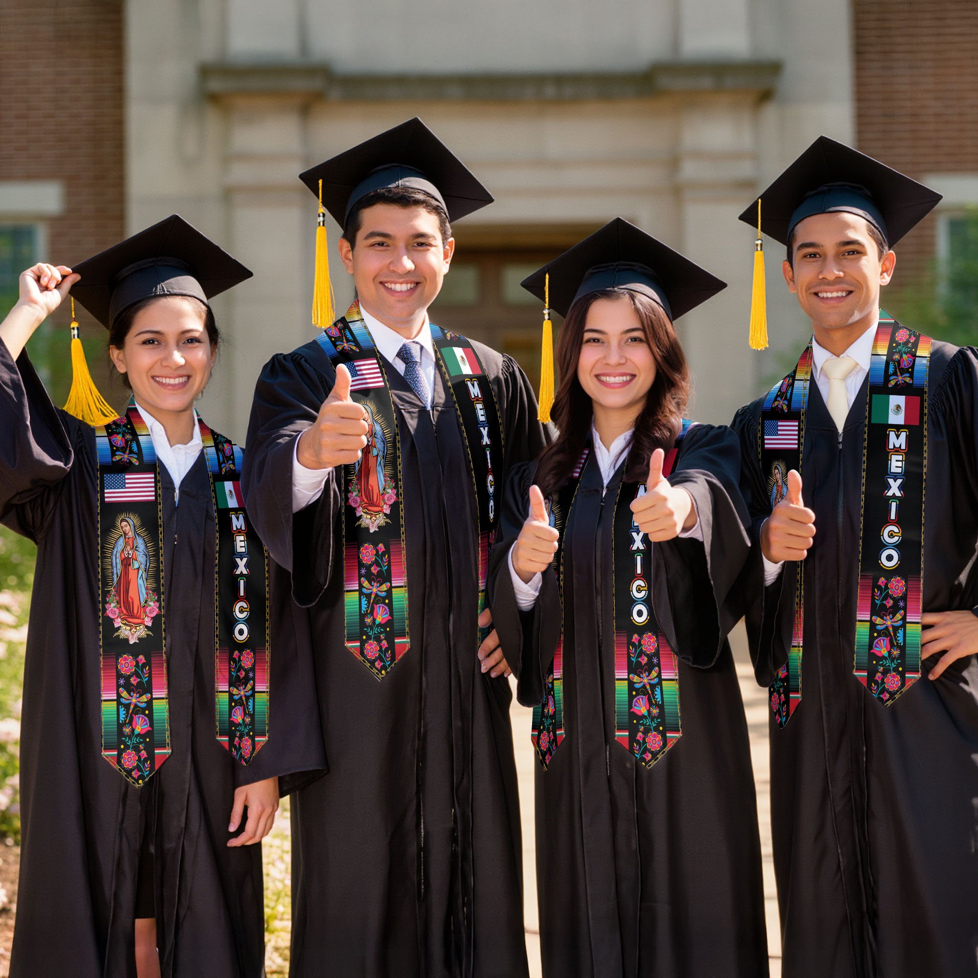 Mexican Flag Graduation Stole 2026, Mexico Graduation Sash, Classic Stole for Photos
