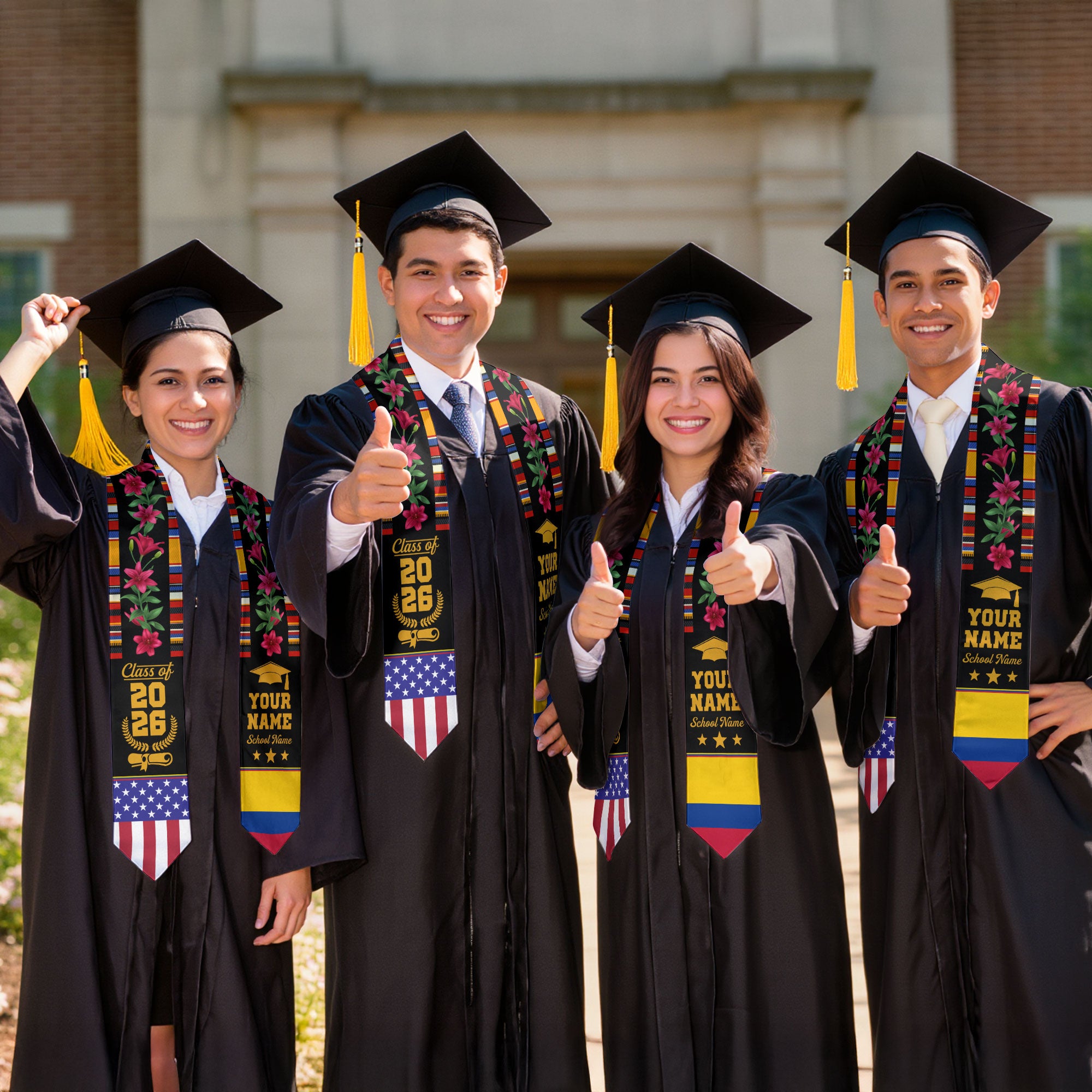Customized Colombia Graduation Stole, Colombian Flag Stole, Custom Graduation Sash 2026, Class of 2026