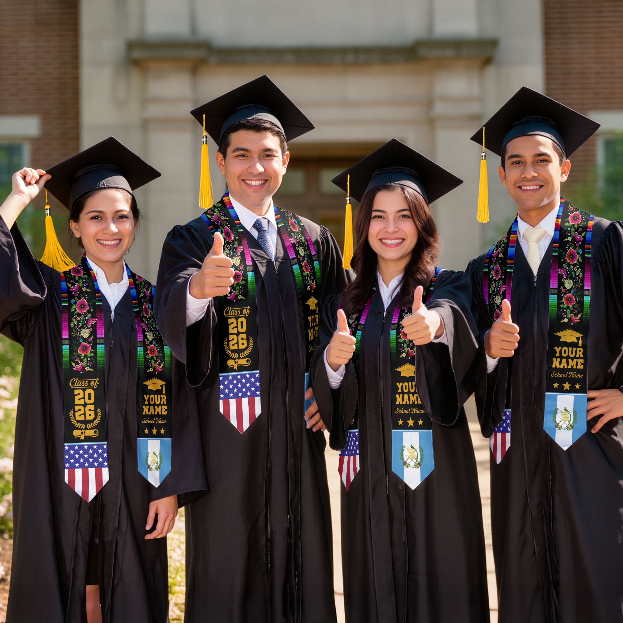 Guatemala Graduation Stole 2026, Guatemalan Flag Sash, Add Custom Detail
